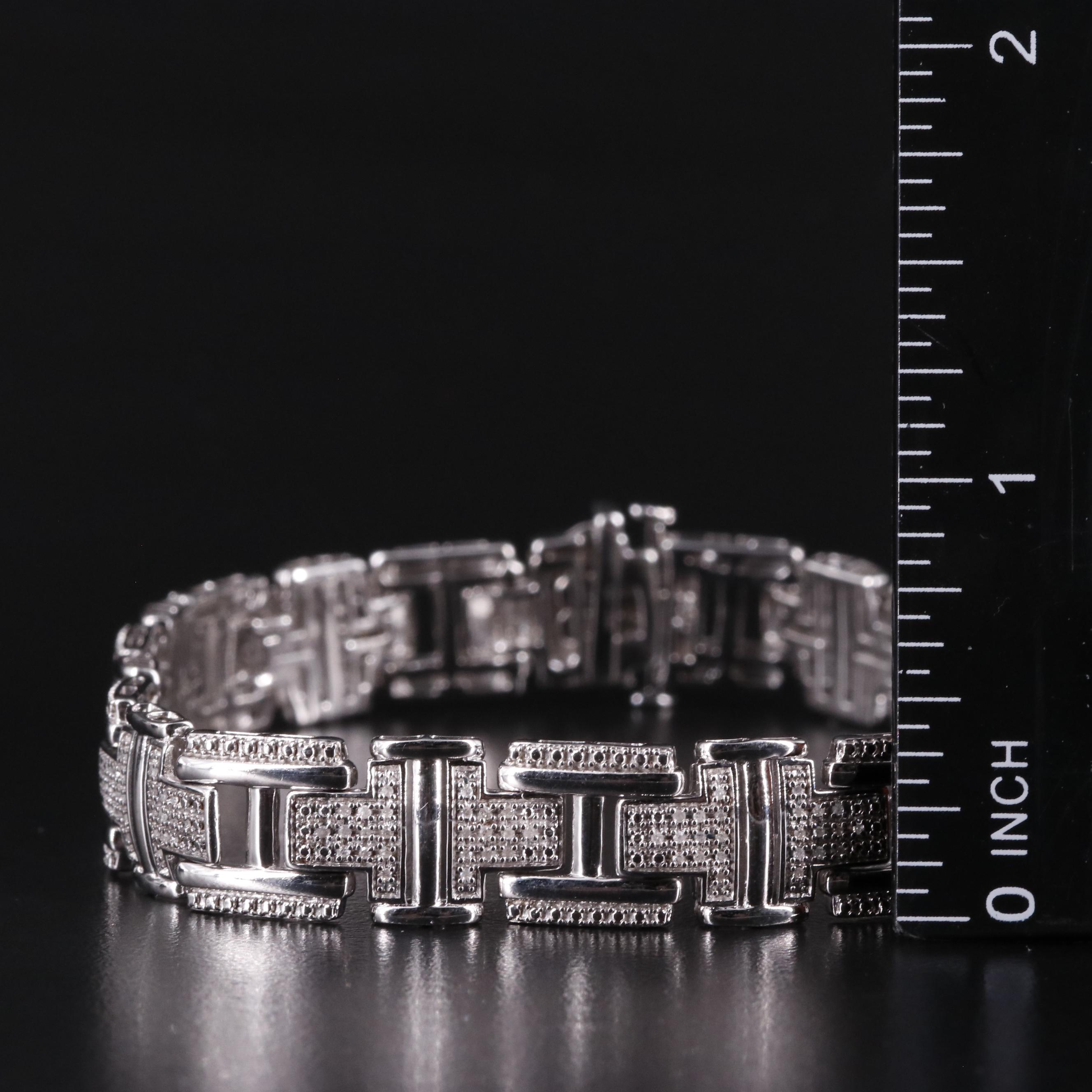 Sterling Diamond Link Bracelet