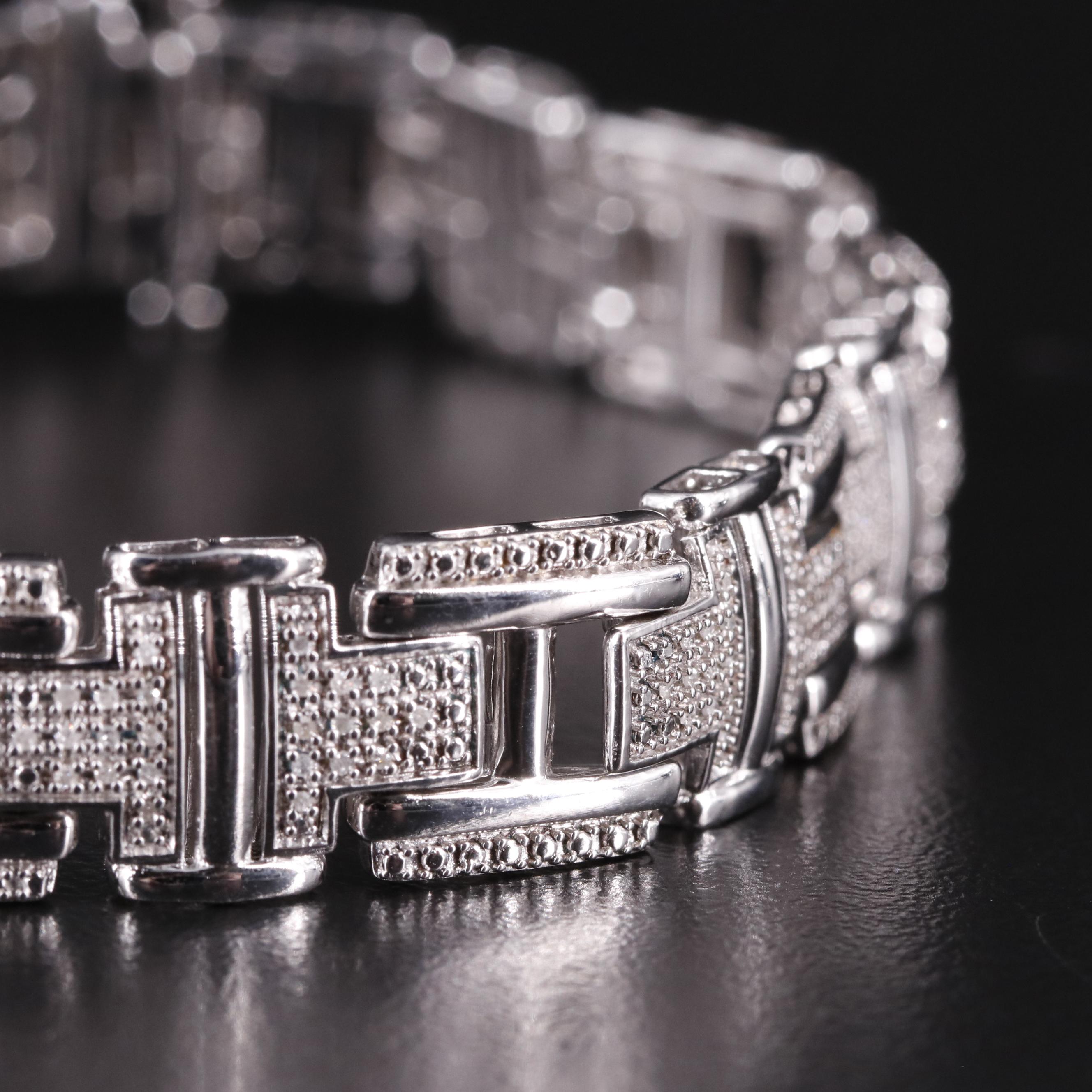 Sterling Diamond Link Bracelet