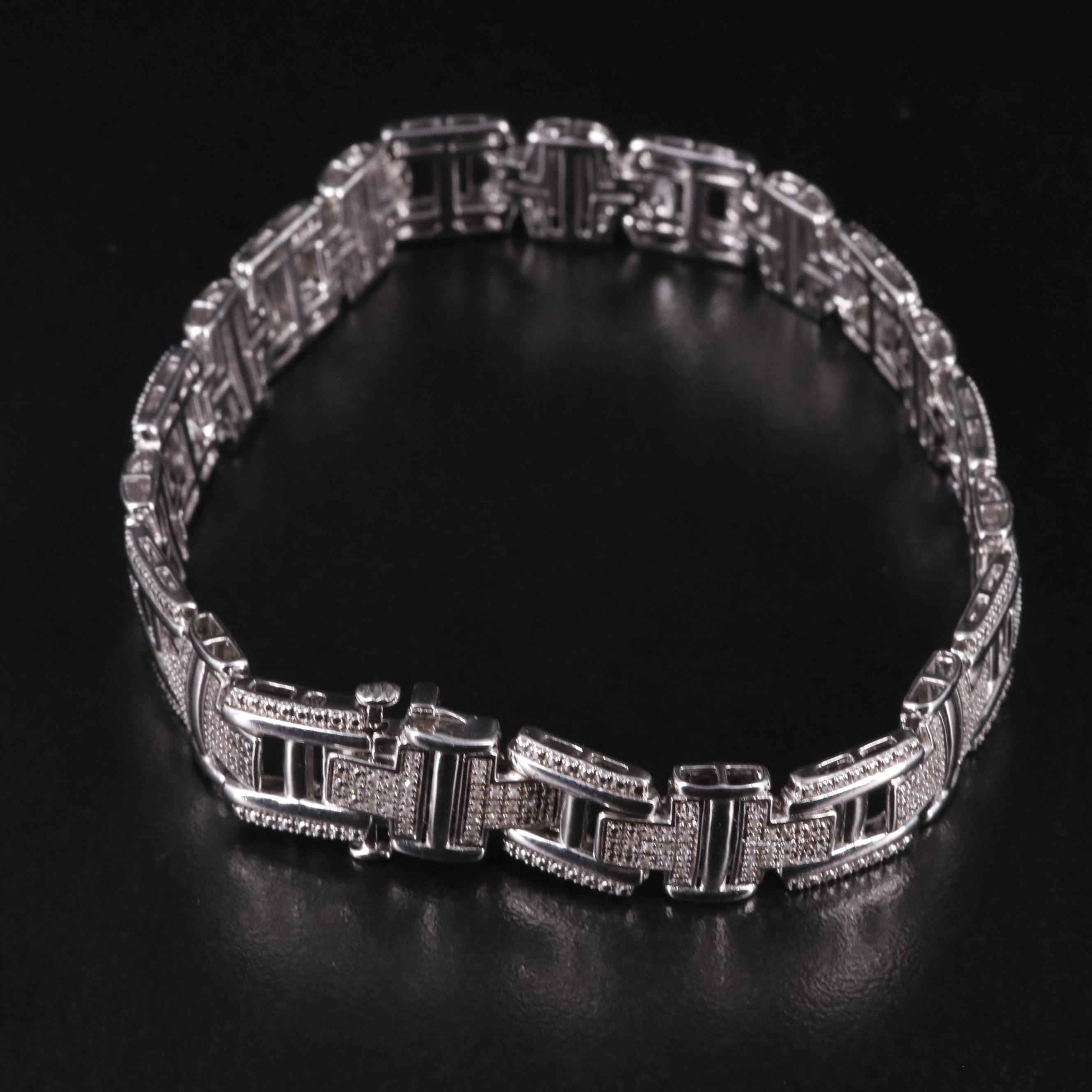 Sterling Diamond Link Bracelet