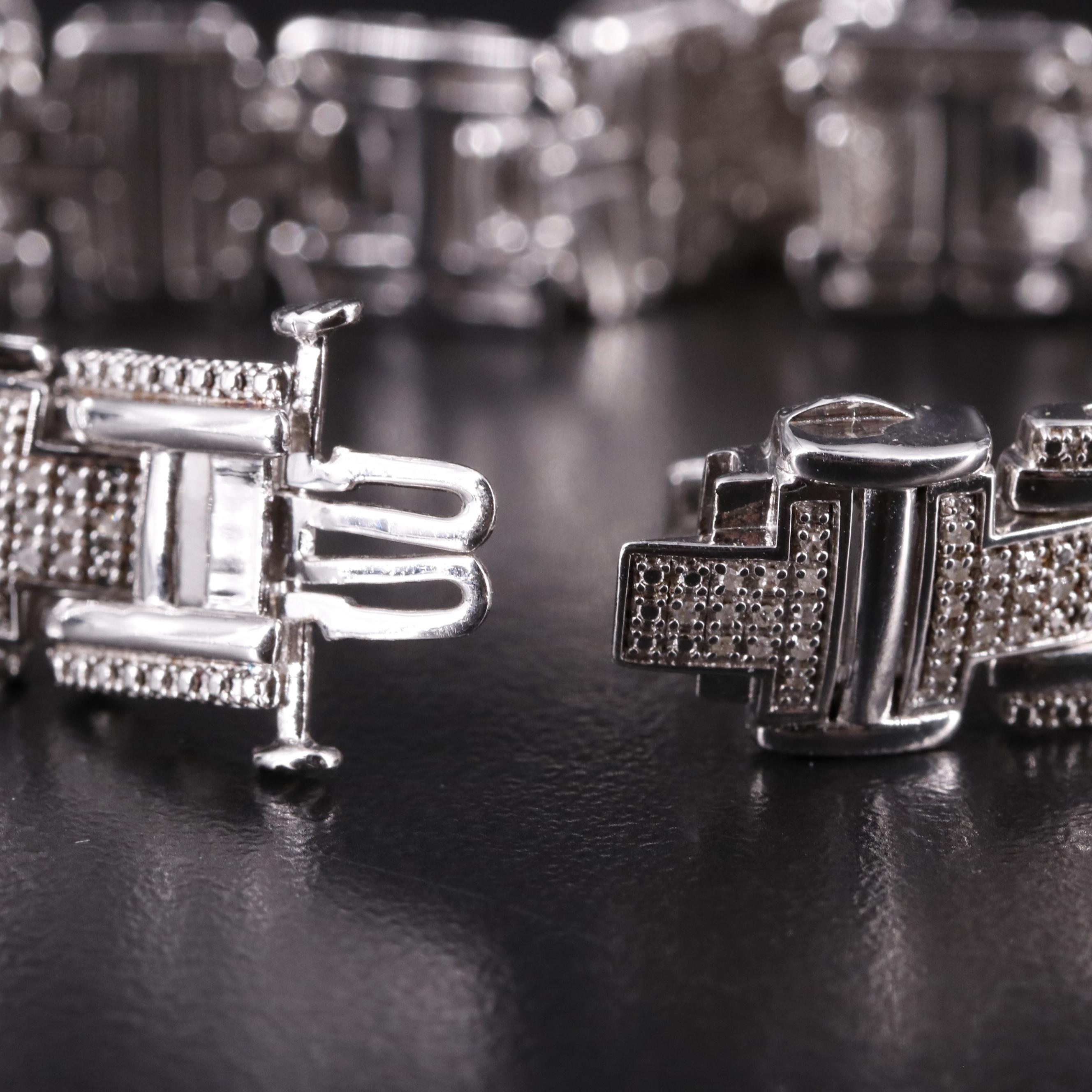 Sterling Diamond Link Bracelet