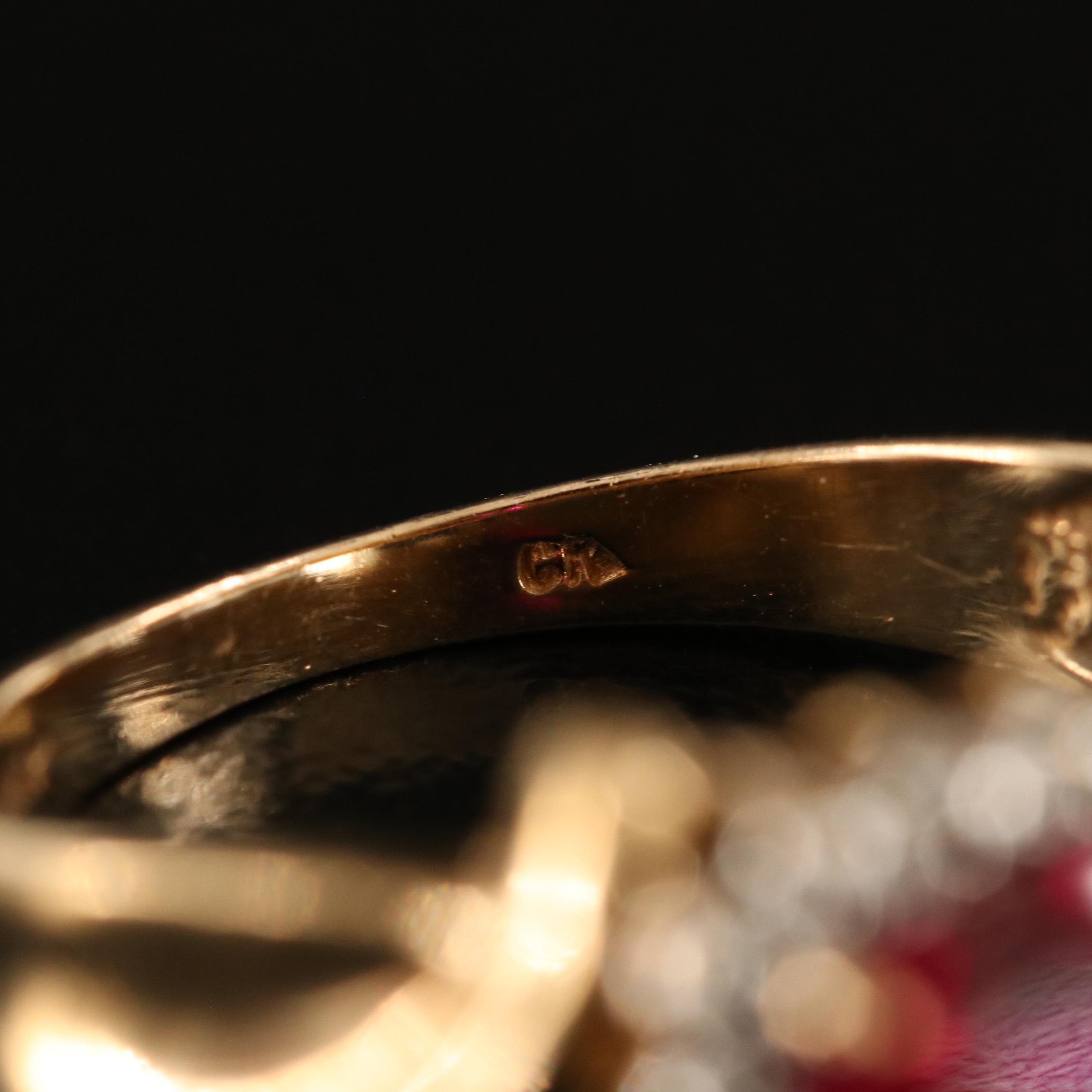 10K Ruby and Diamond Heart Halo Ring