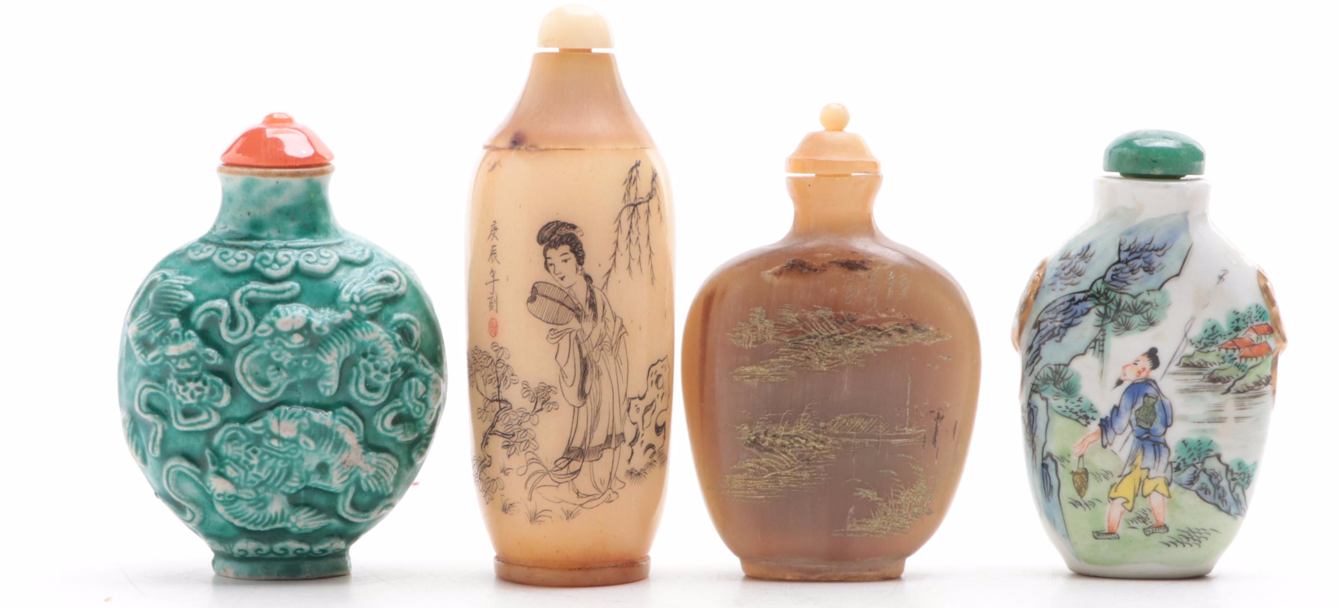 Chinese Yellow and Green Snuff Bottle Collection