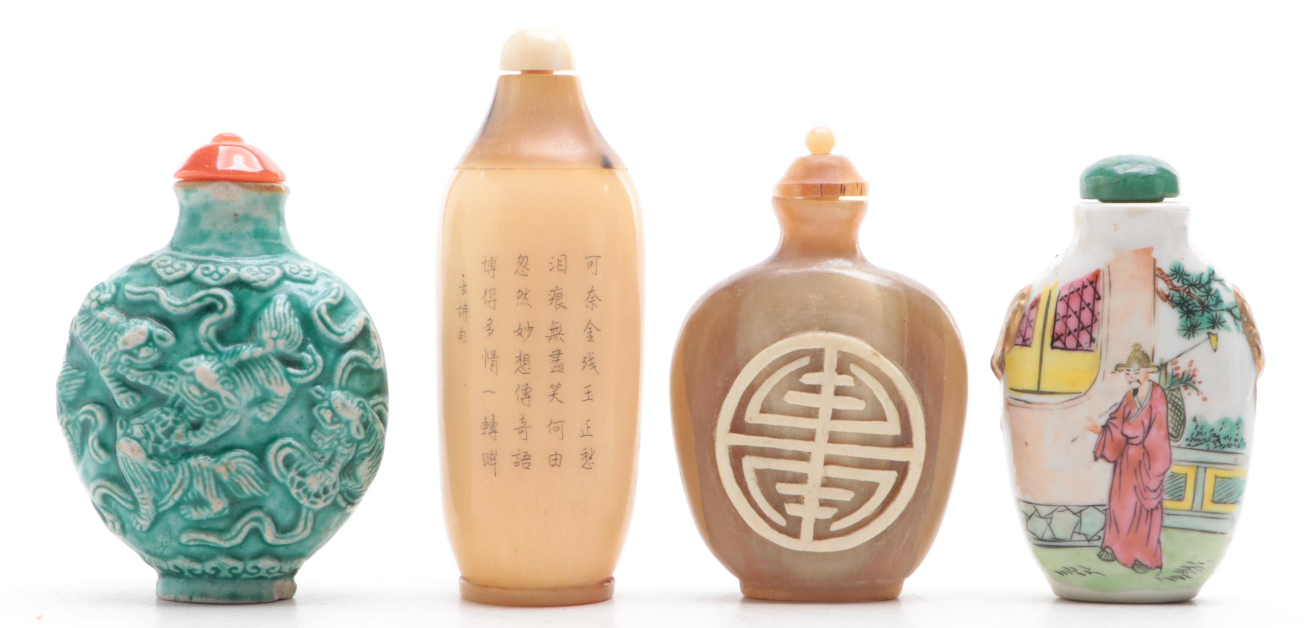 Chinese Yellow and Green Snuff Bottle Collection