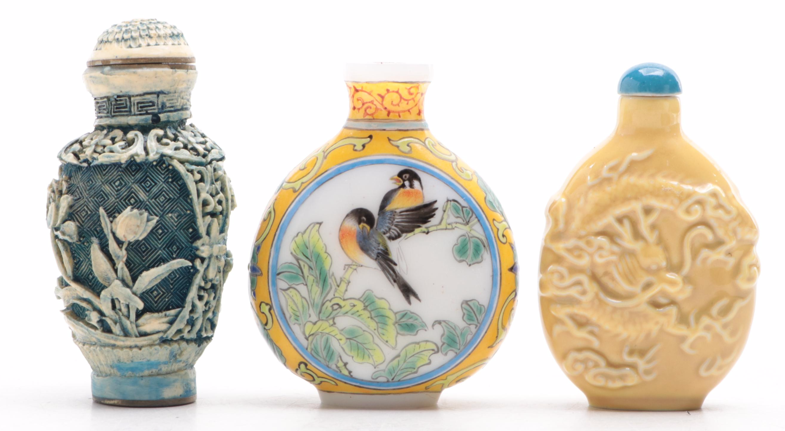Chinese Yellow and Green Snuff Bottle Collection