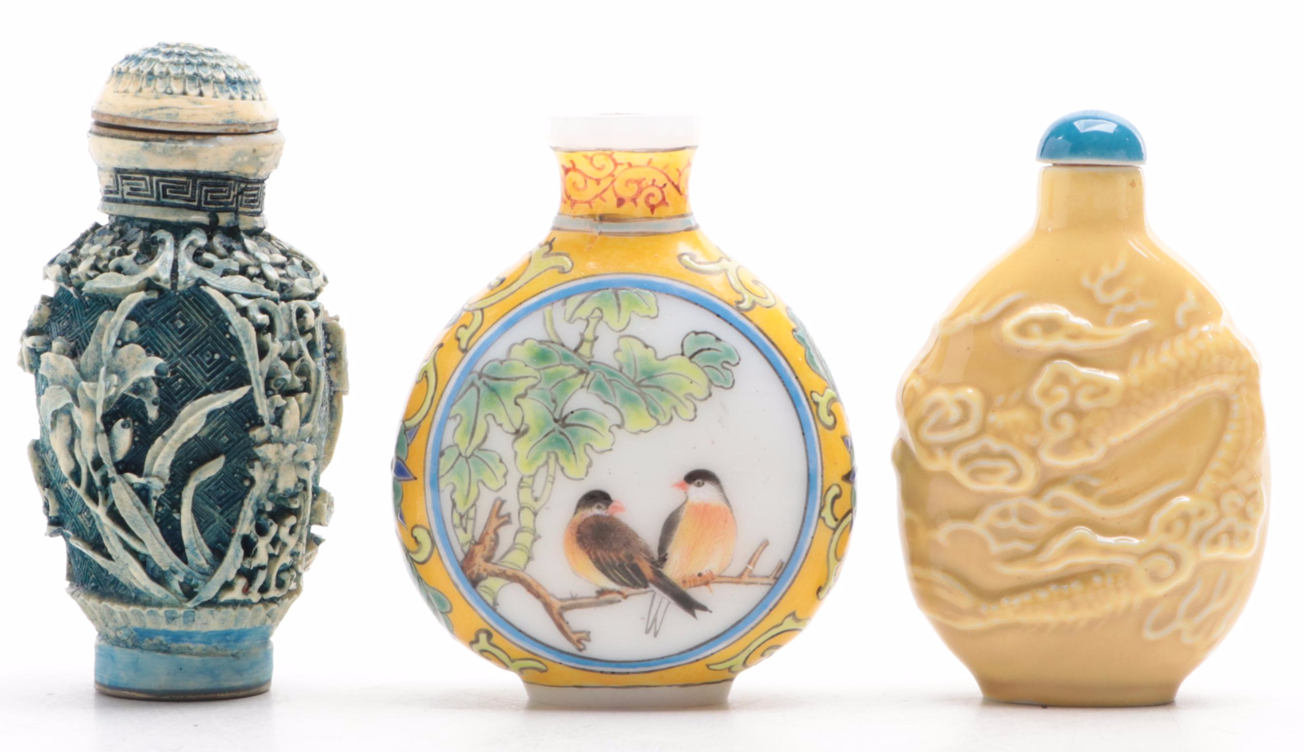 Chinese Yellow and Green Snuff Bottle Collection