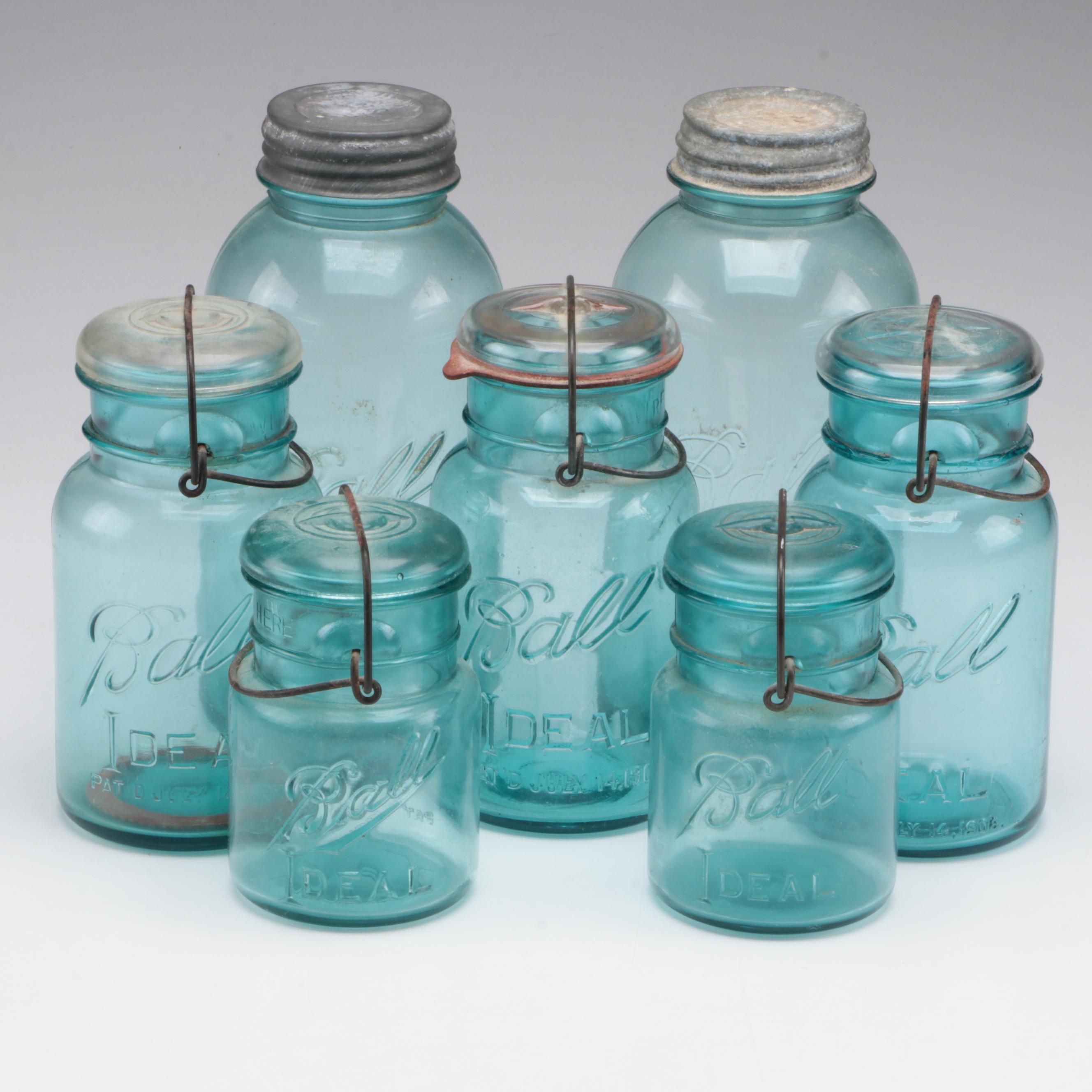 Ball Glass Canning Jars, Early to Mid 20th Century