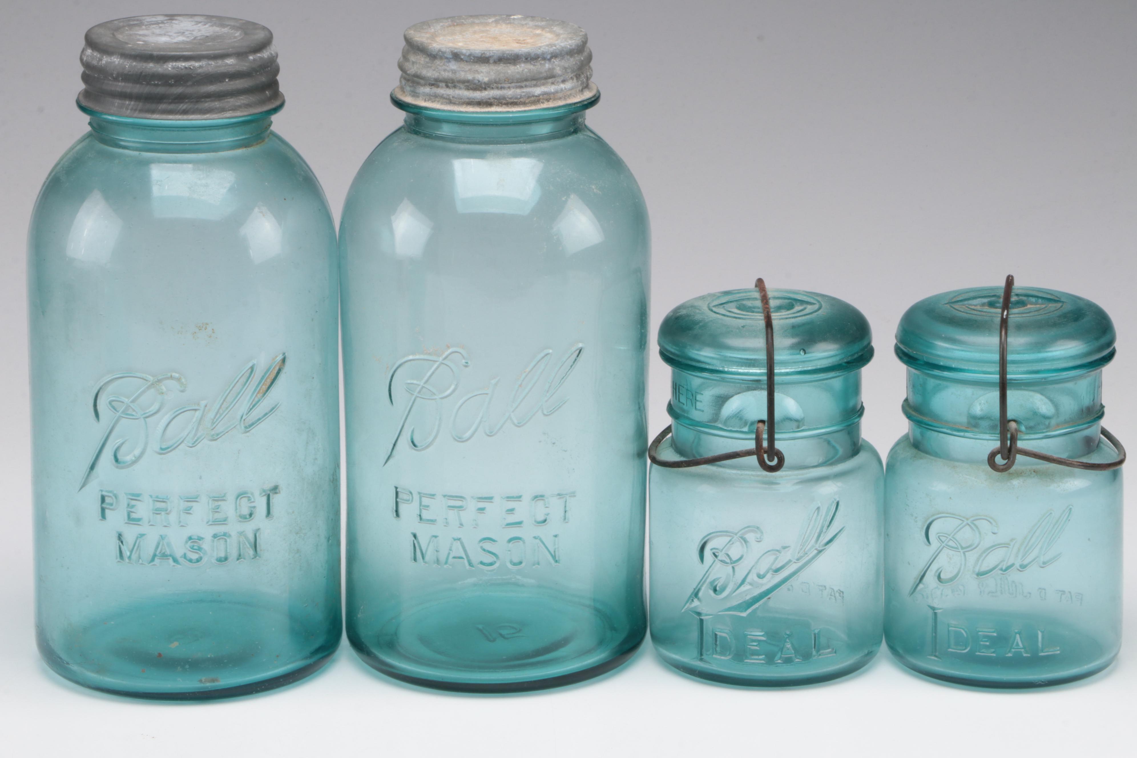 Ball Glass Canning Jars, Early to Mid 20th Century