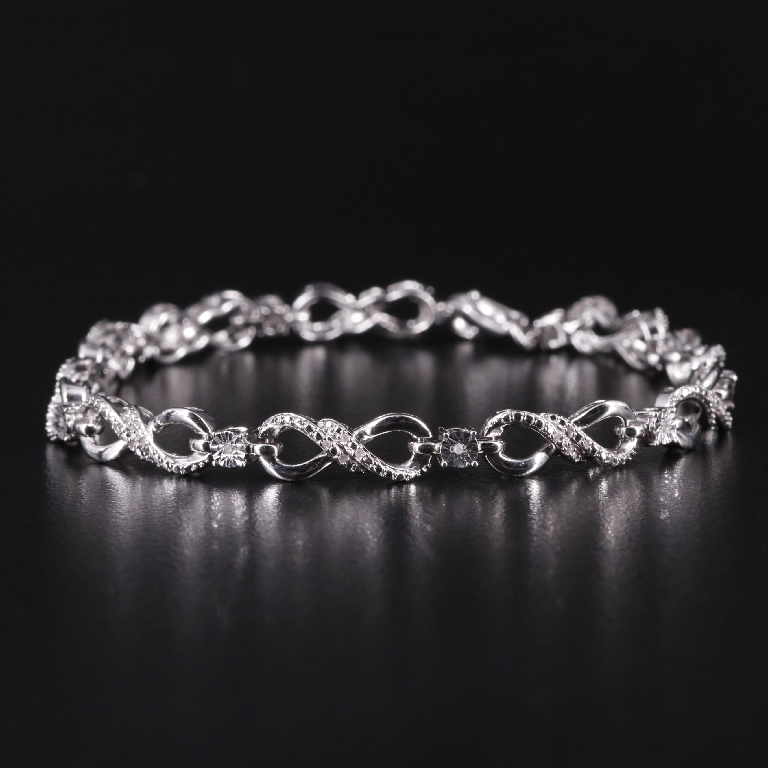 Sterling Diamond Infinity Link Bracelet