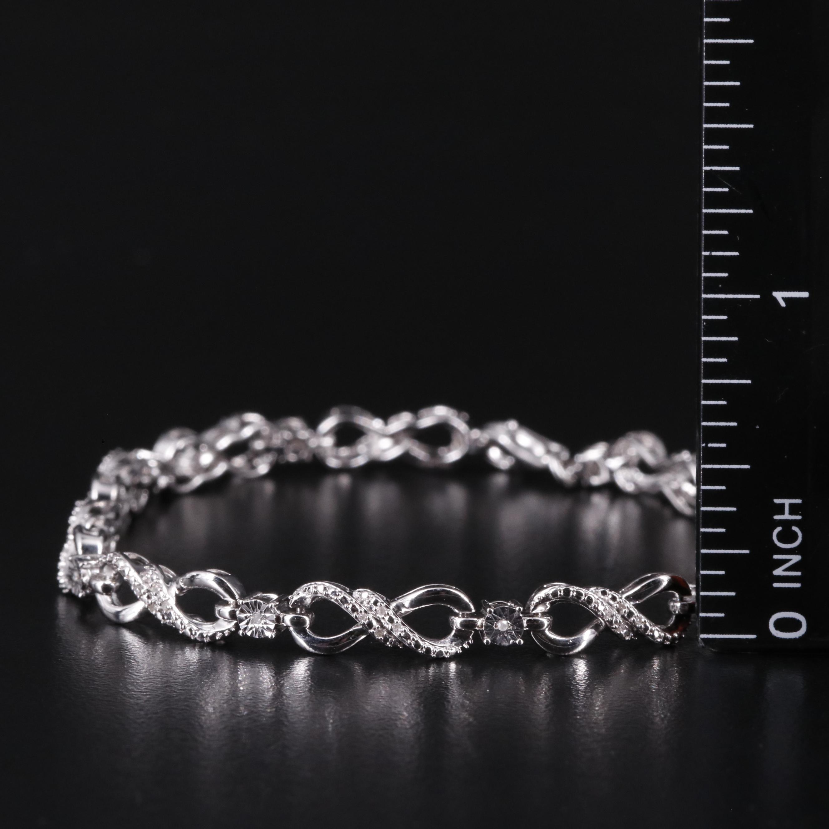 Sterling Diamond Infinity Link Bracelet