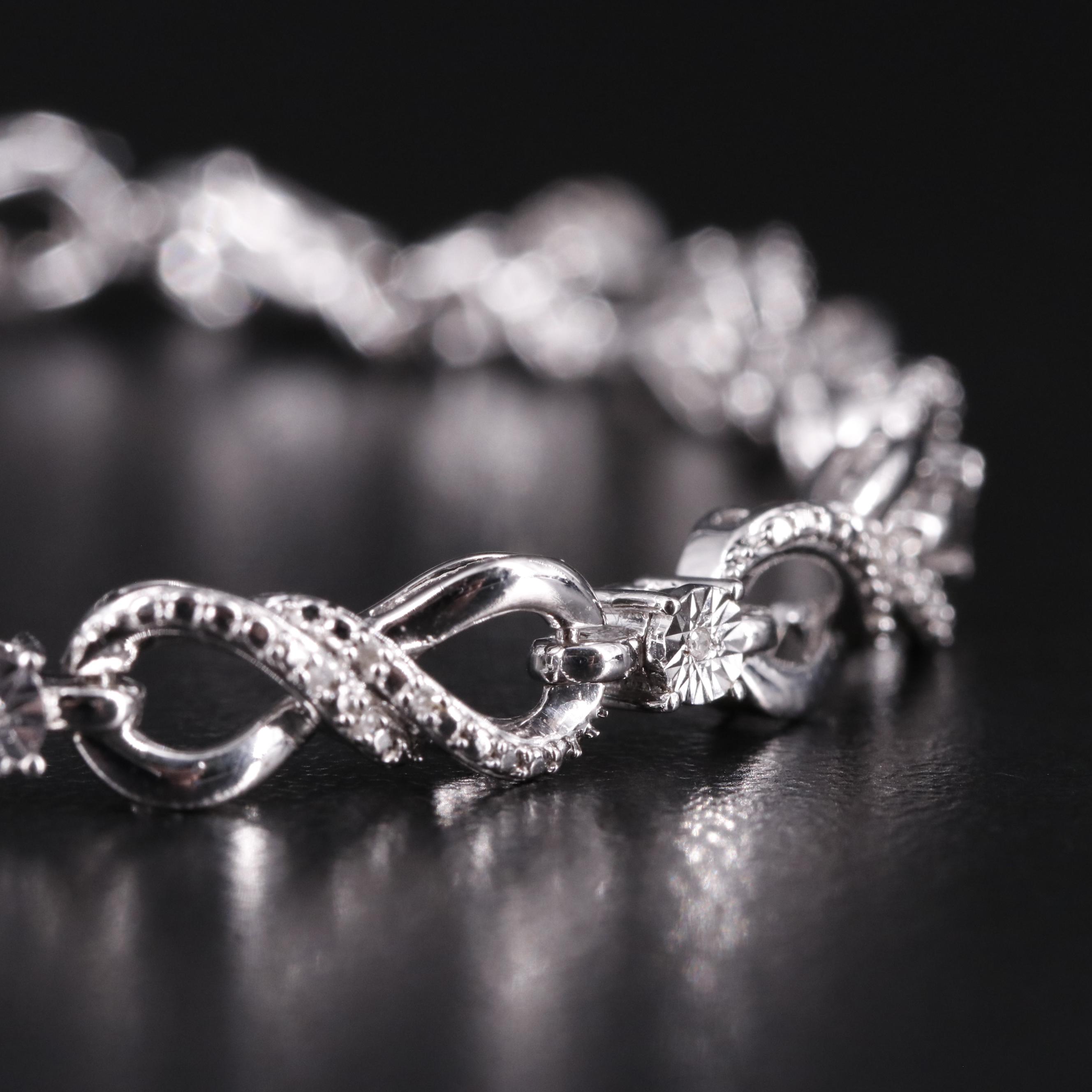 Sterling Diamond Infinity Link Bracelet