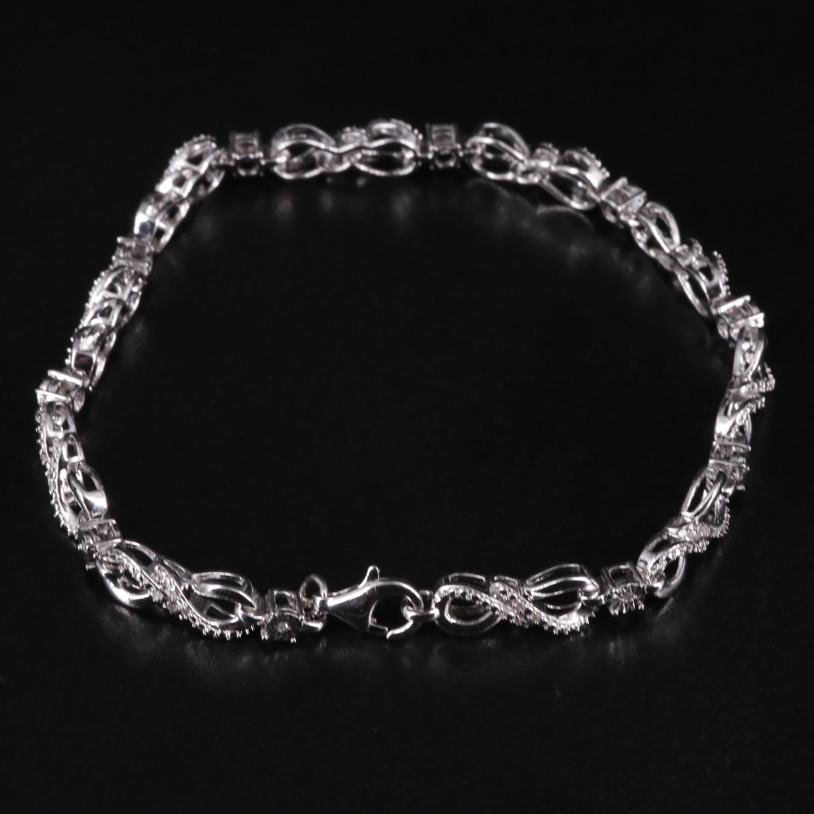 Sterling Diamond Infinity Link Bracelet