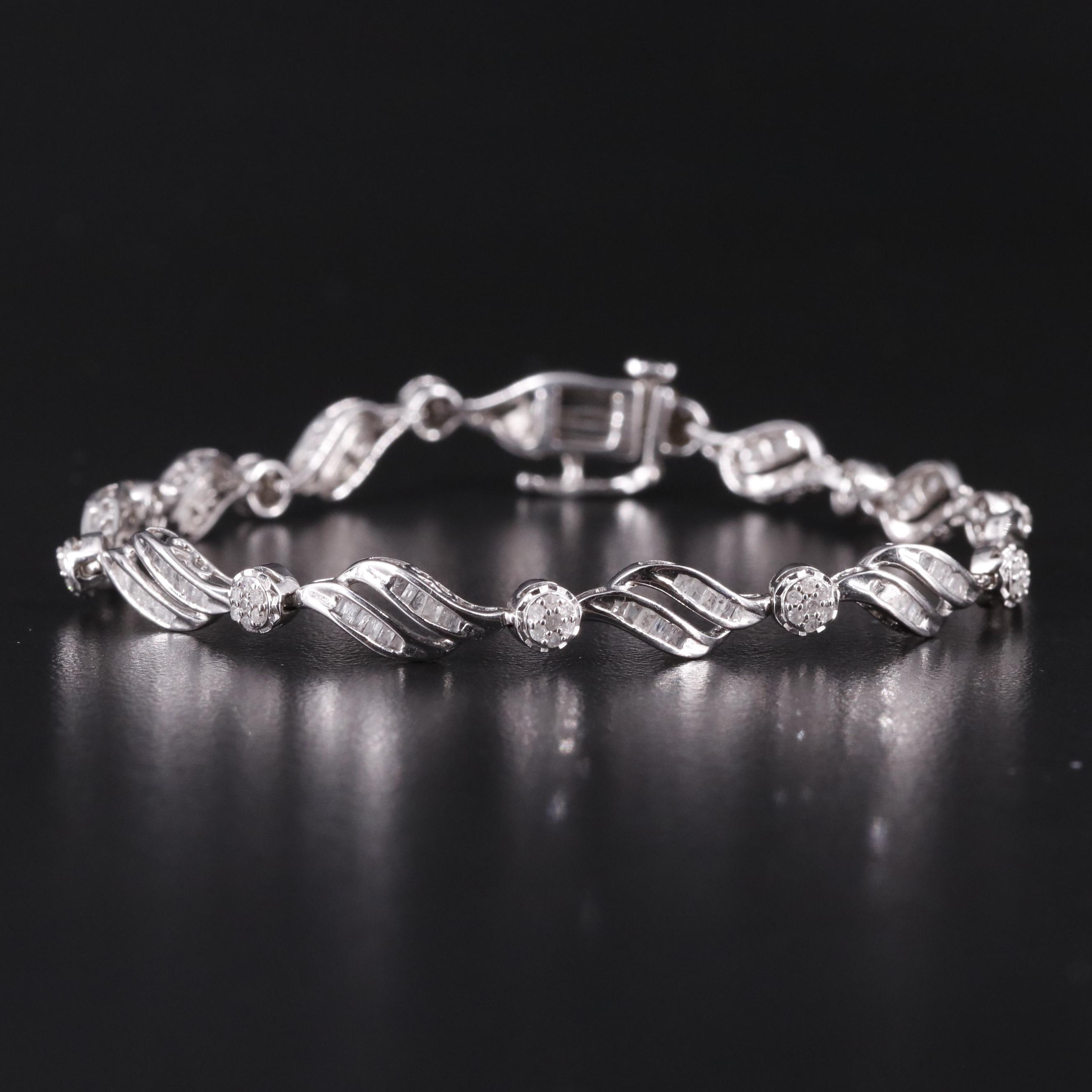 Sterling Diamond Link Bracelet