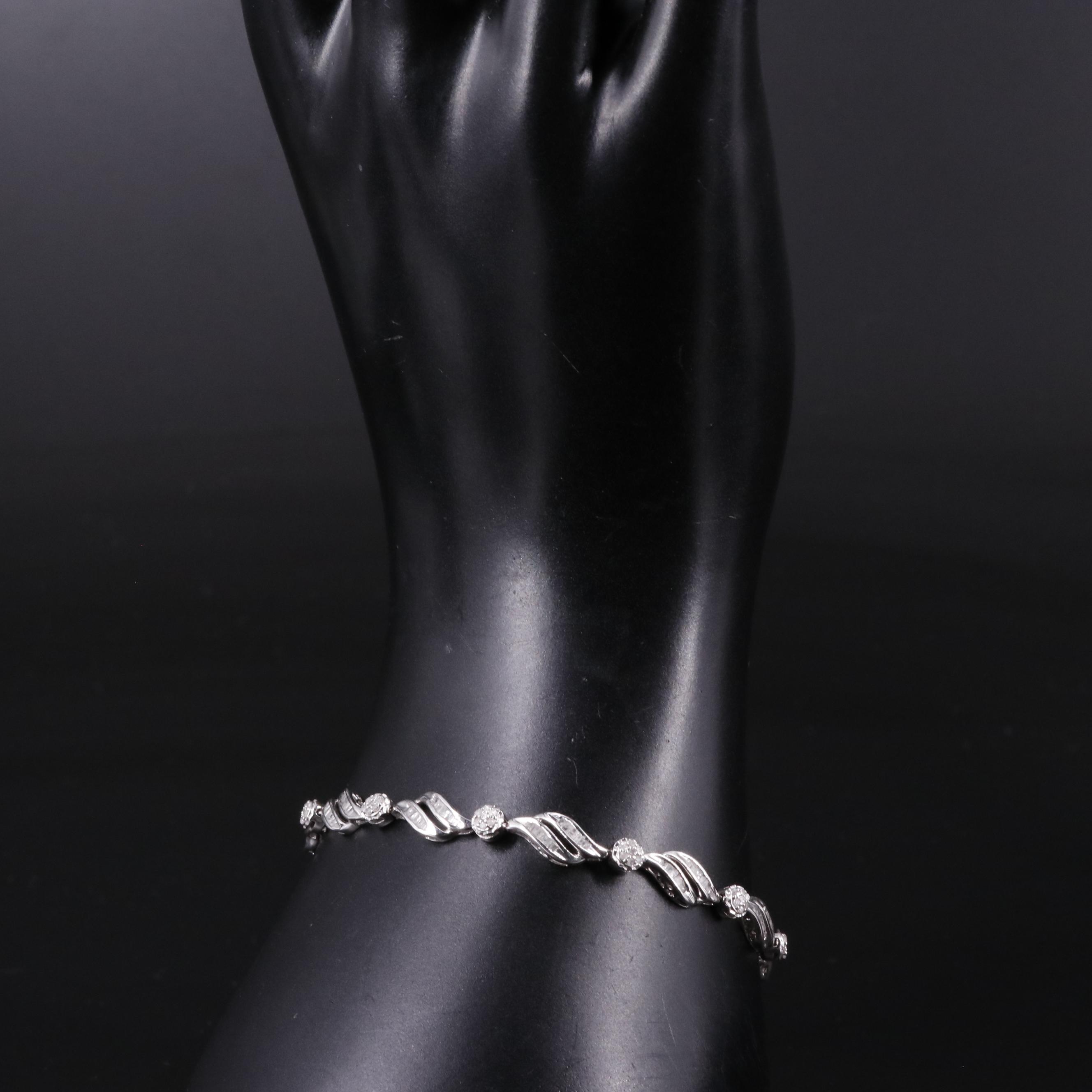 Sterling Diamond Link Bracelet