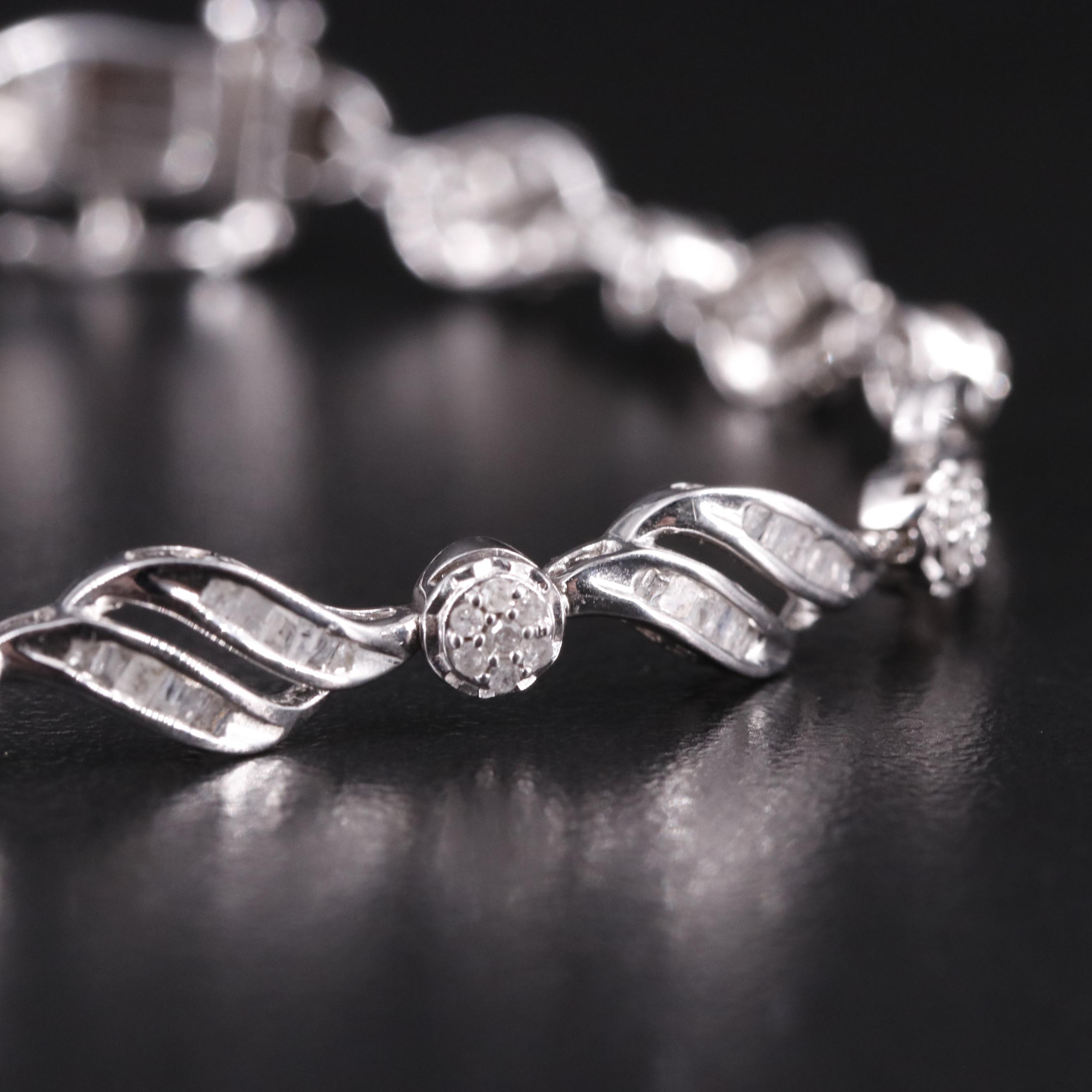 Sterling Diamond Link Bracelet