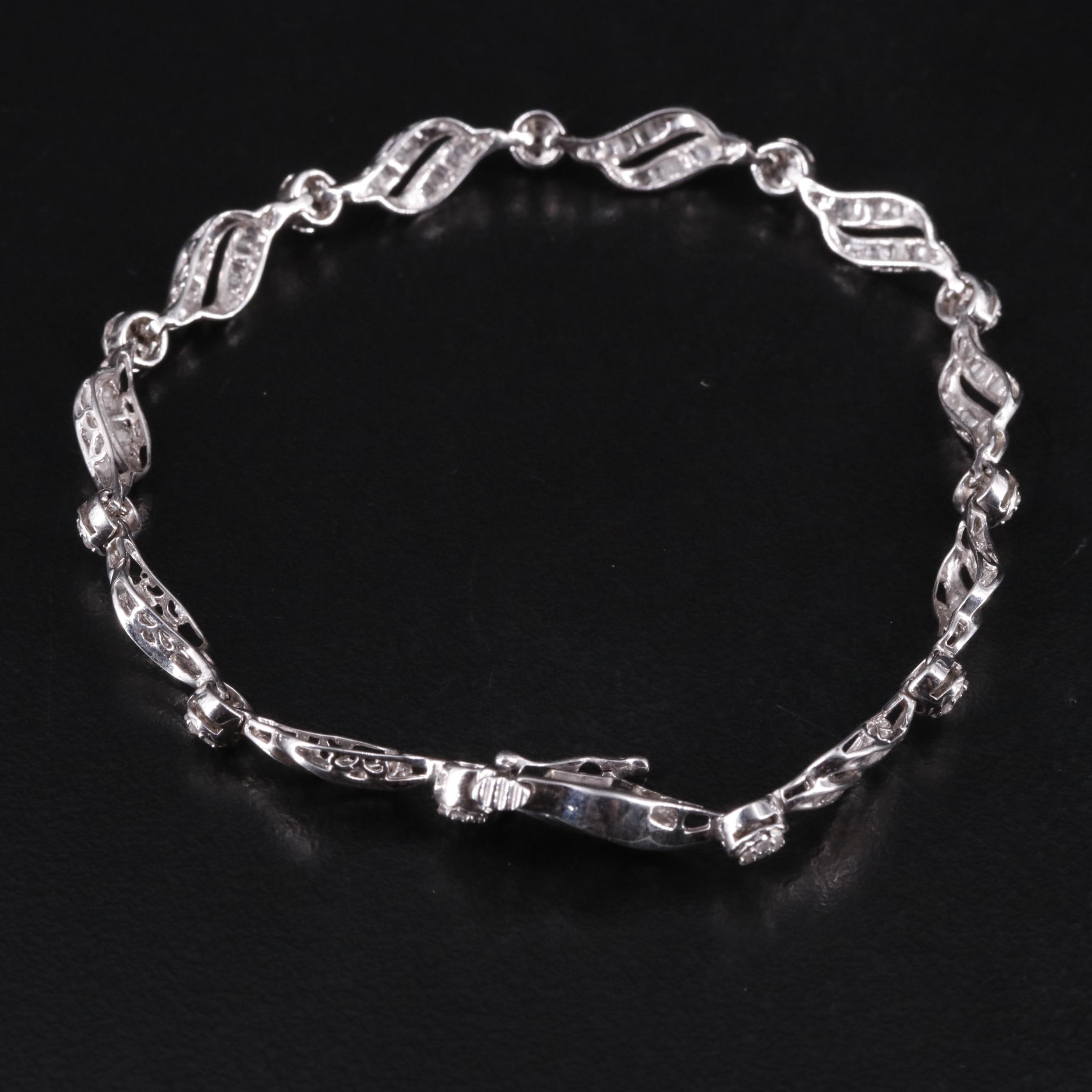 Sterling Diamond Link Bracelet