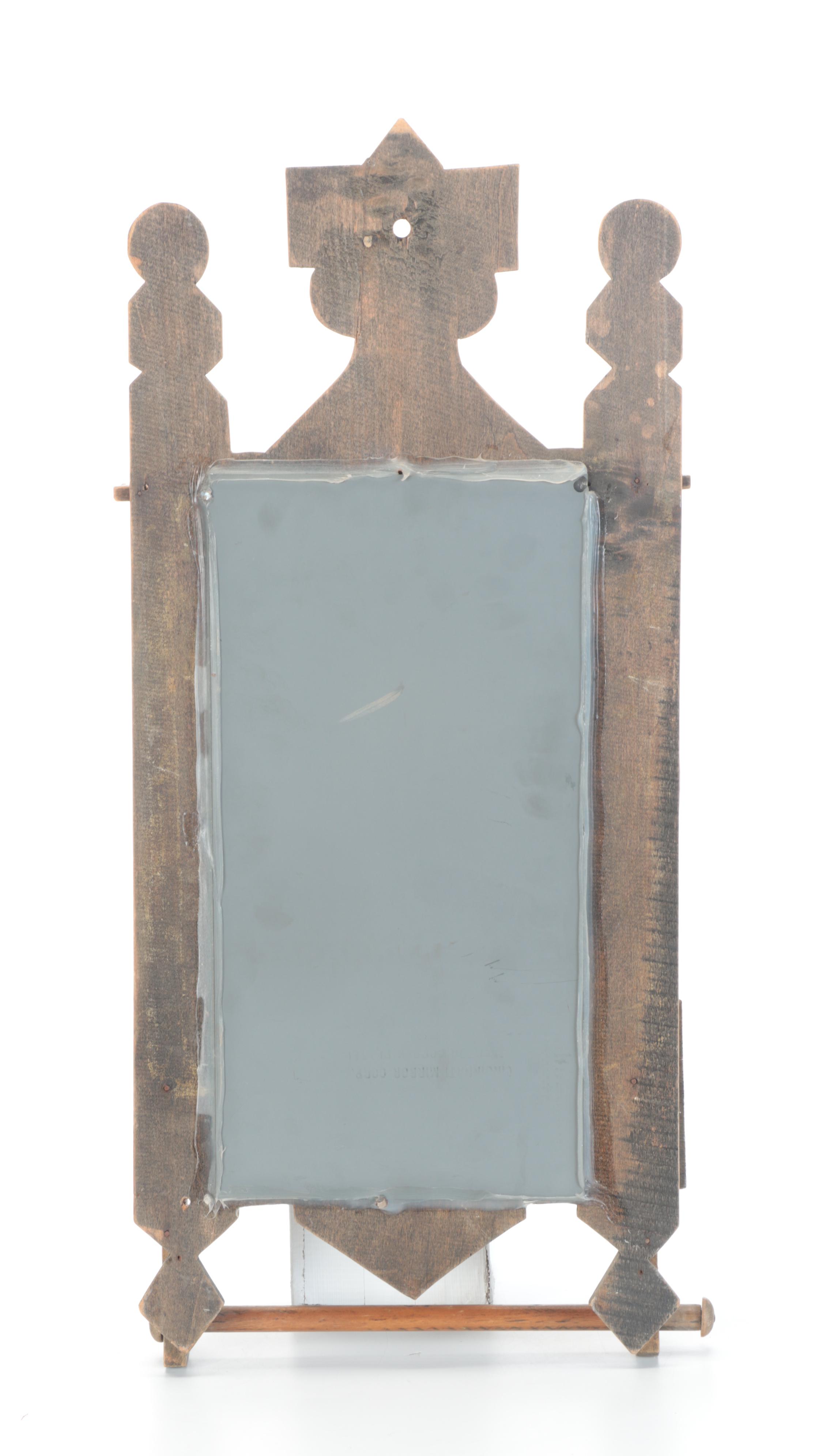 Eastlake Style Poplar Wood Shaving Mirror with Towel Bar