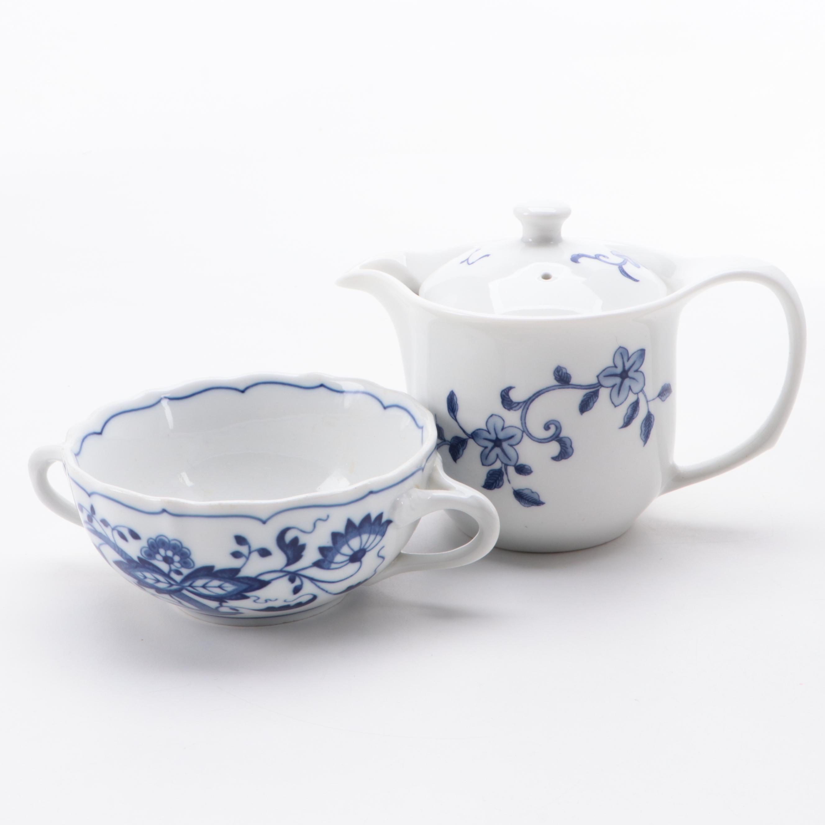 Meissen "Blue Onion" and Other Blue and White Porcelain Dinnerware