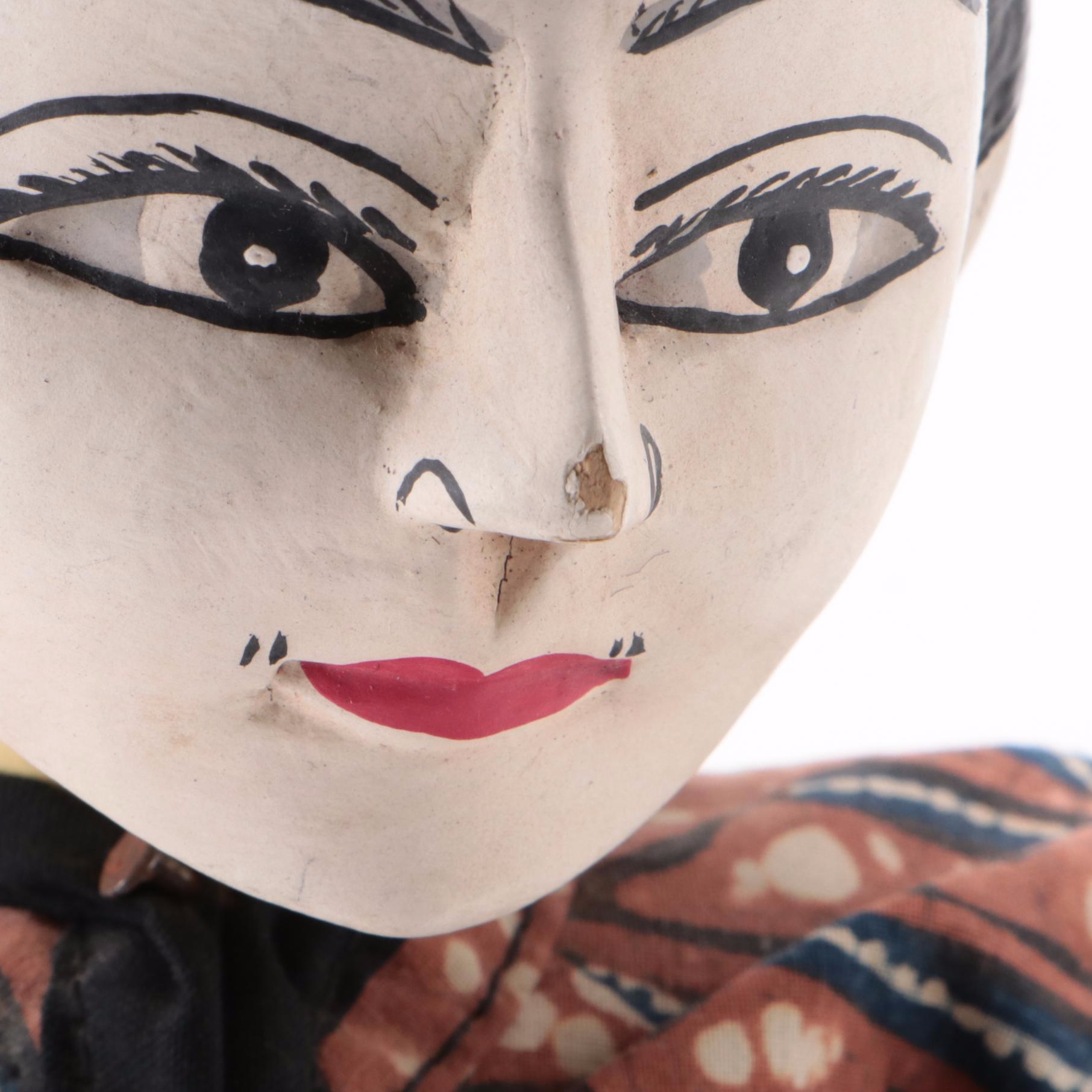 Indonesian Wayang Golek Polychrome Painted Carved Wood Stick Puppets