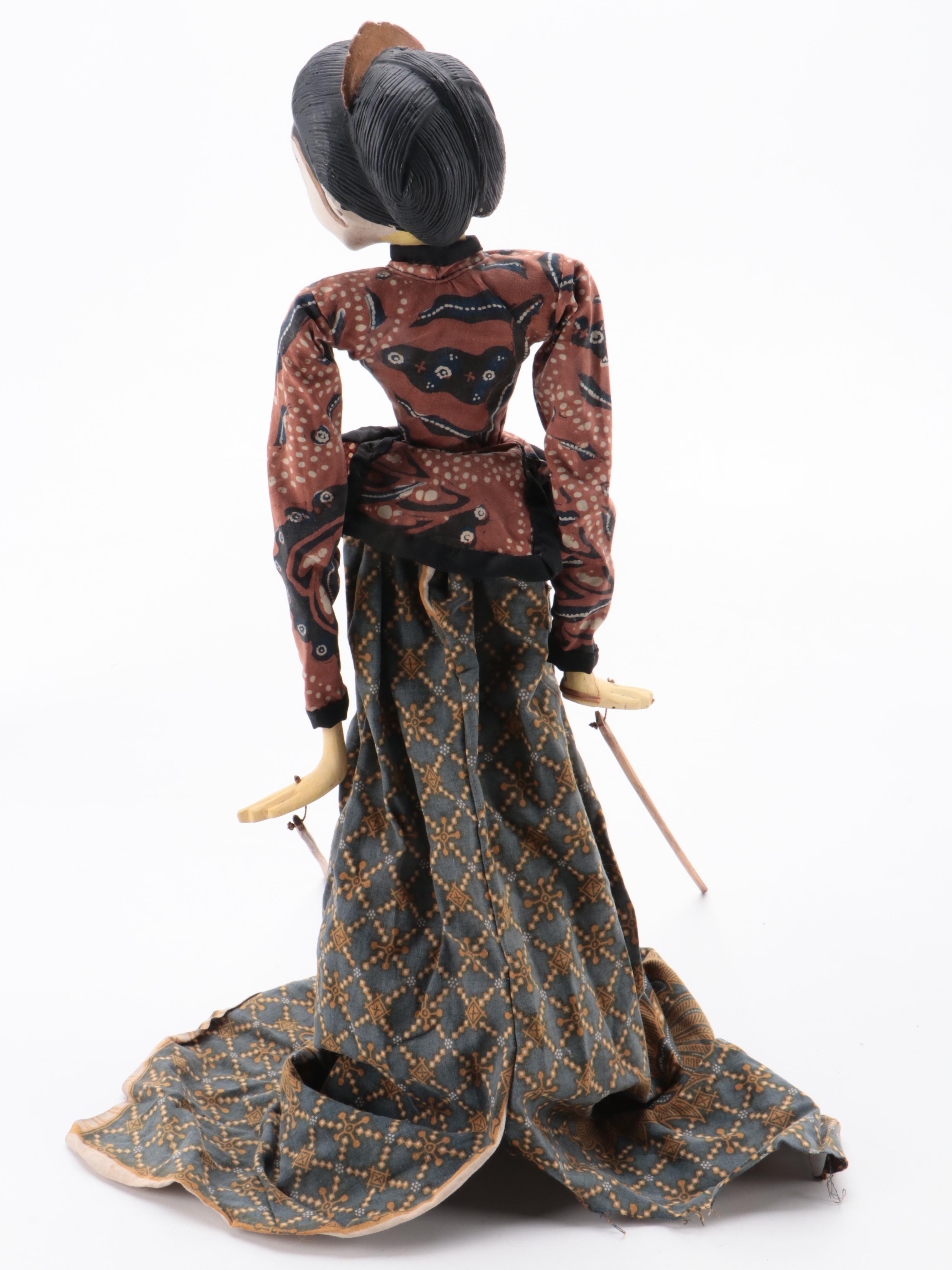 Indonesian Wayang Golek Polychrome Painted Carved Wood Stick Puppets