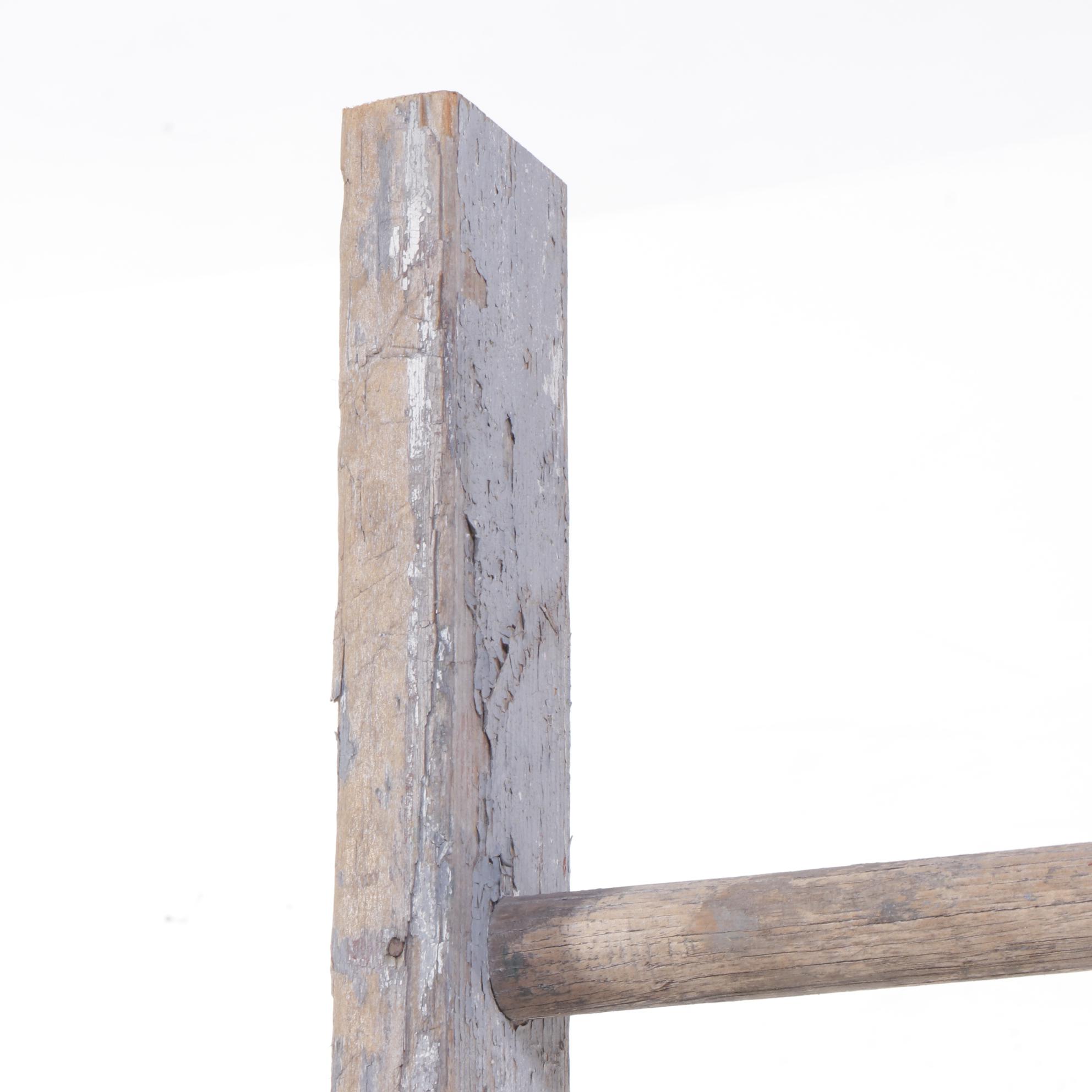 American Primitive Pine Seven-Rung Ladder, Late 19th/Early 20th Century