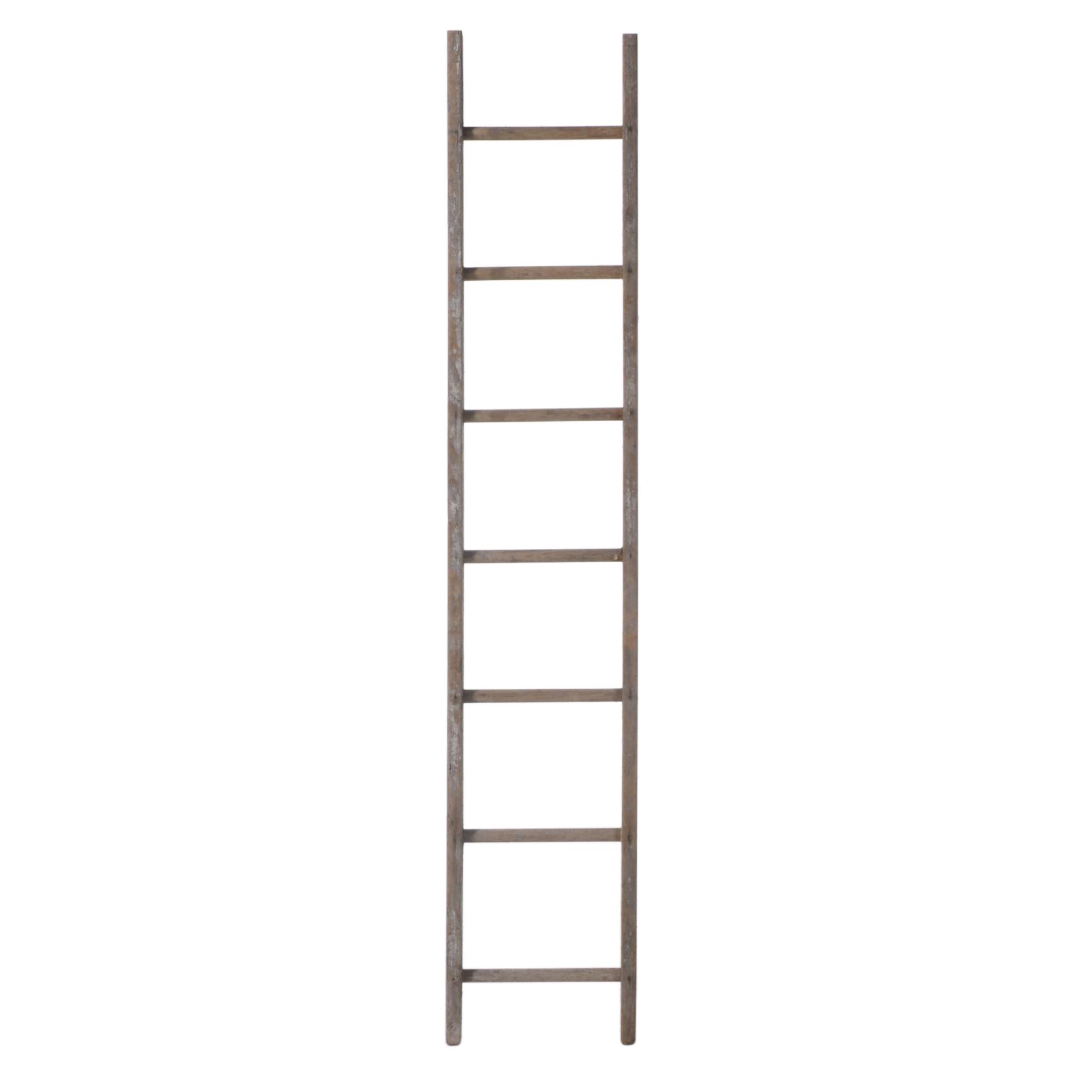 American Primitive Pine Seven-Rung Ladder, Late 19th/Early 20th Century
