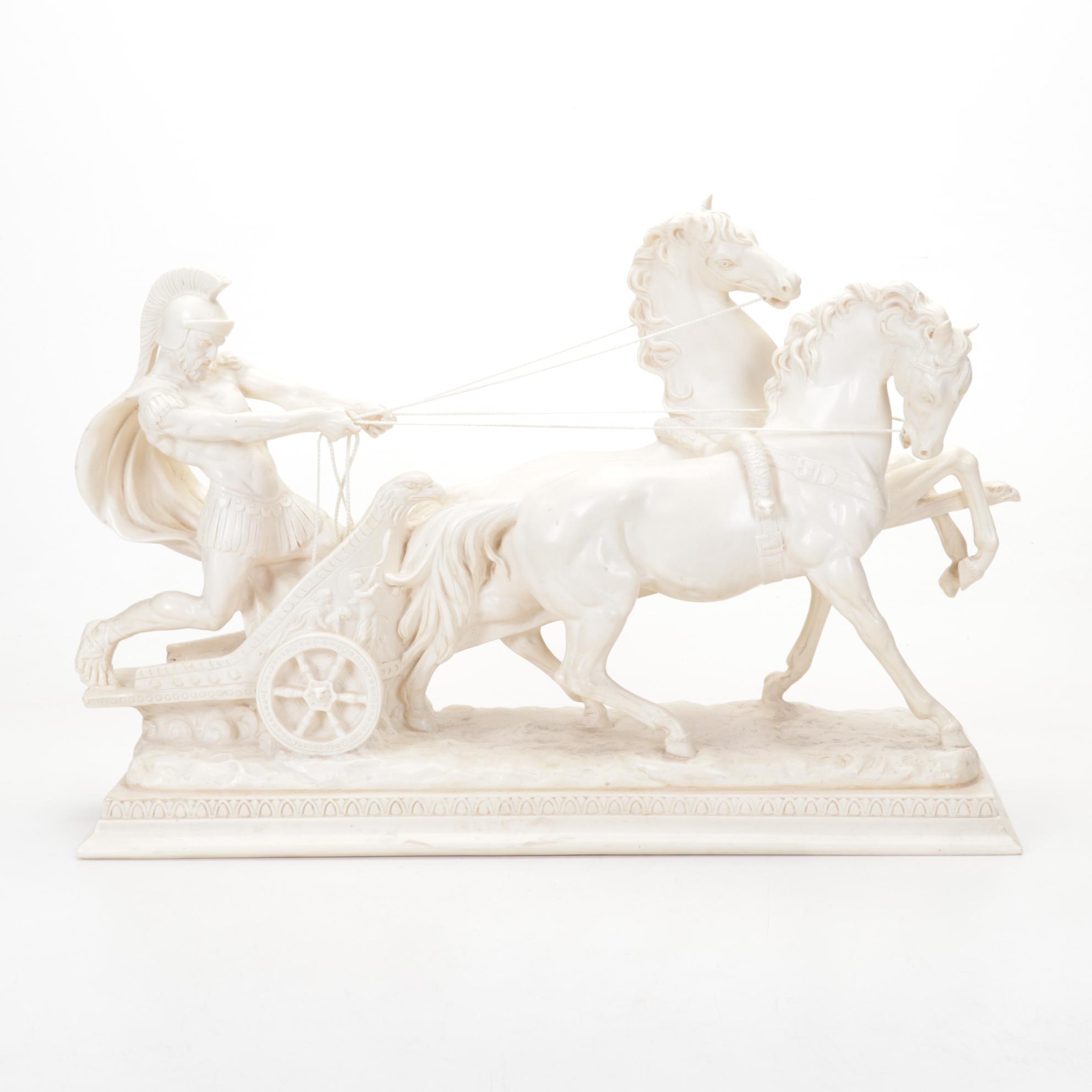 Resin Roman Chariot Sculpture After Amilcare Santini, Late 20th Century