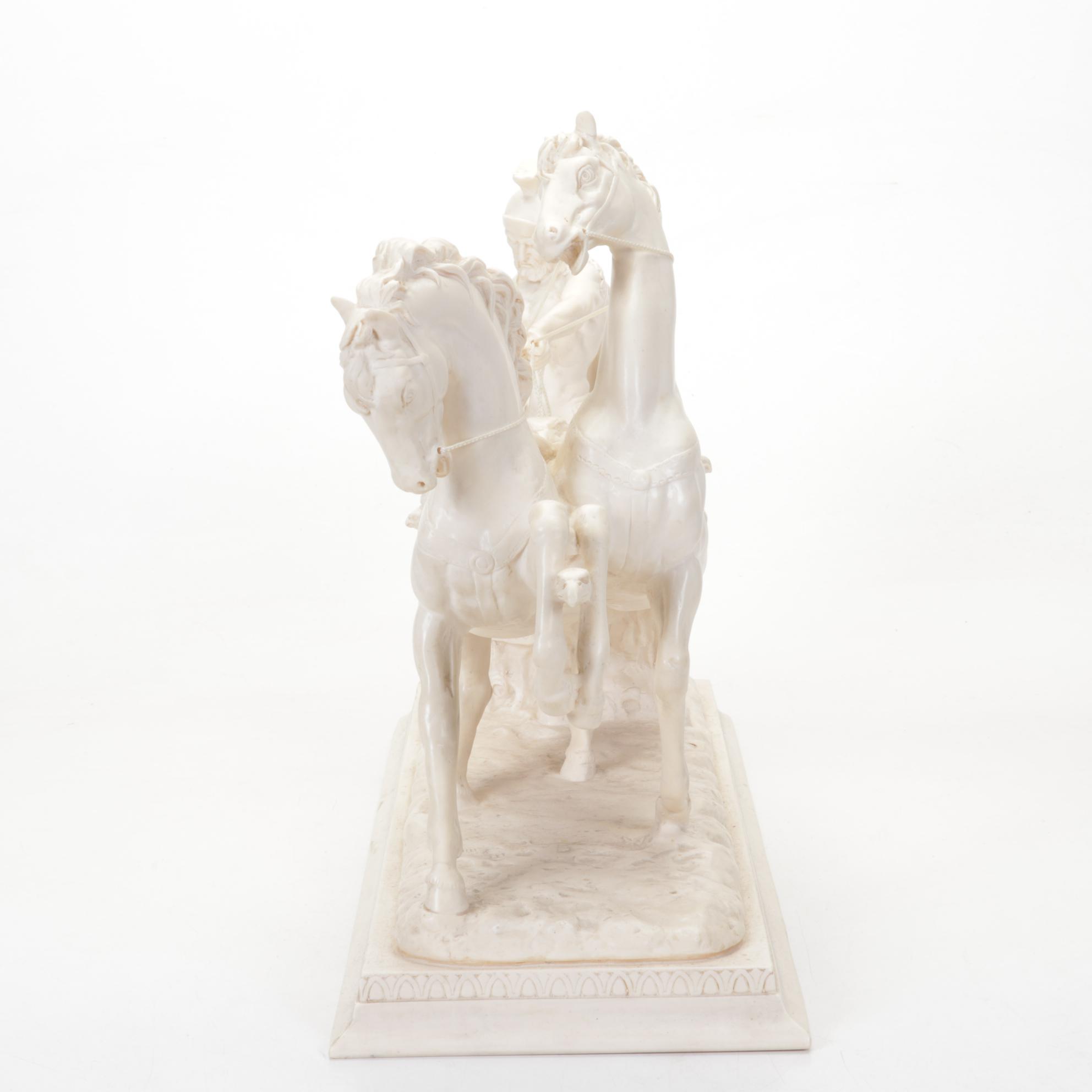 Resin Roman Chariot Sculpture After Amilcare Santini, Late 20th Century