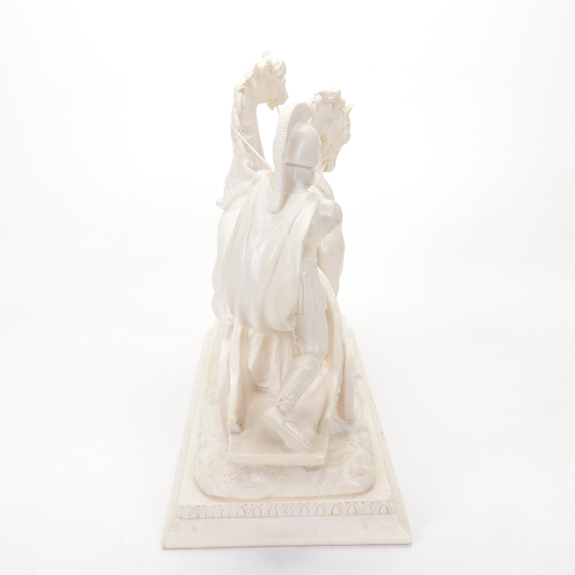 Resin Roman Chariot Sculpture After Amilcare Santini, Late 20th Century