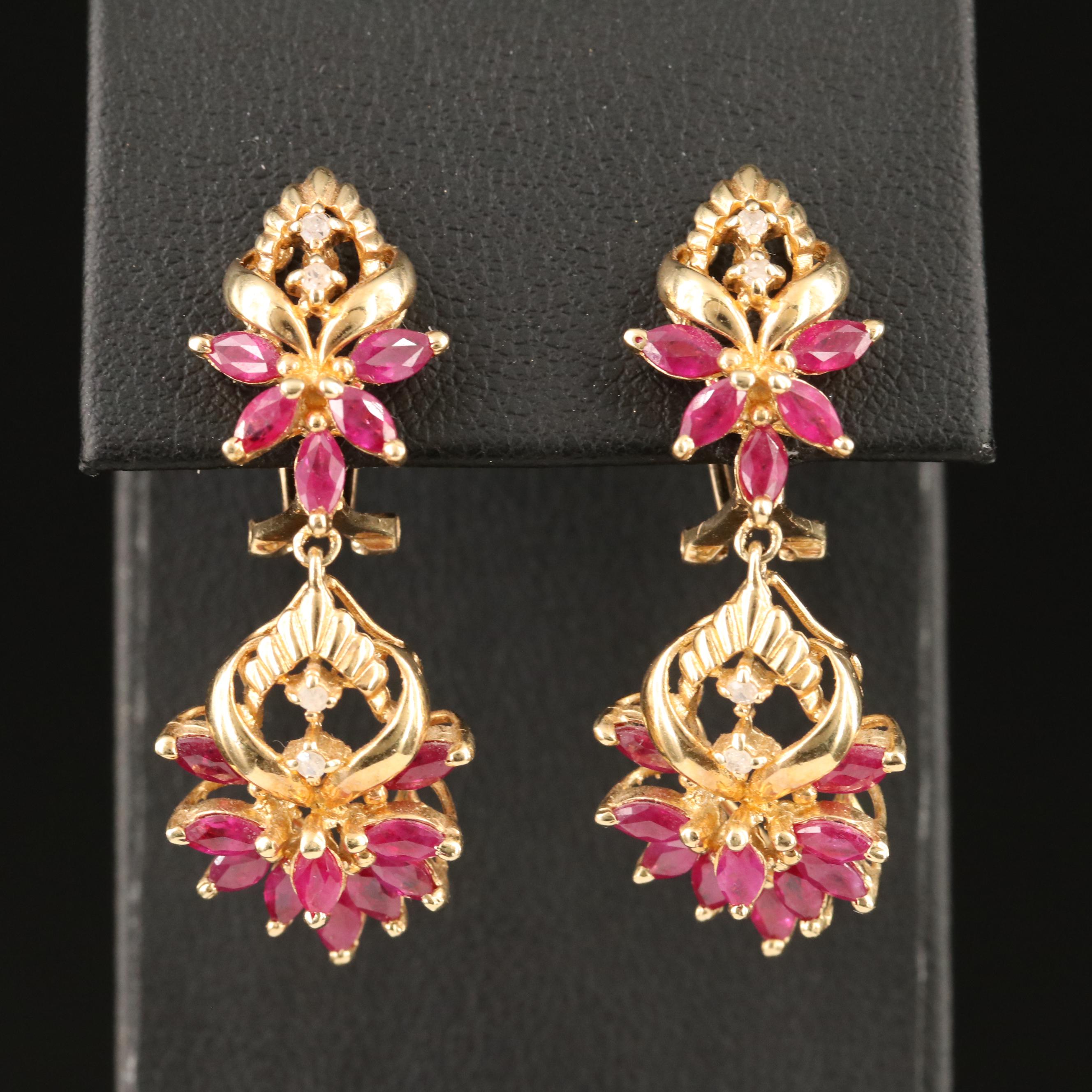 14K Ruby and Diamond Earrings