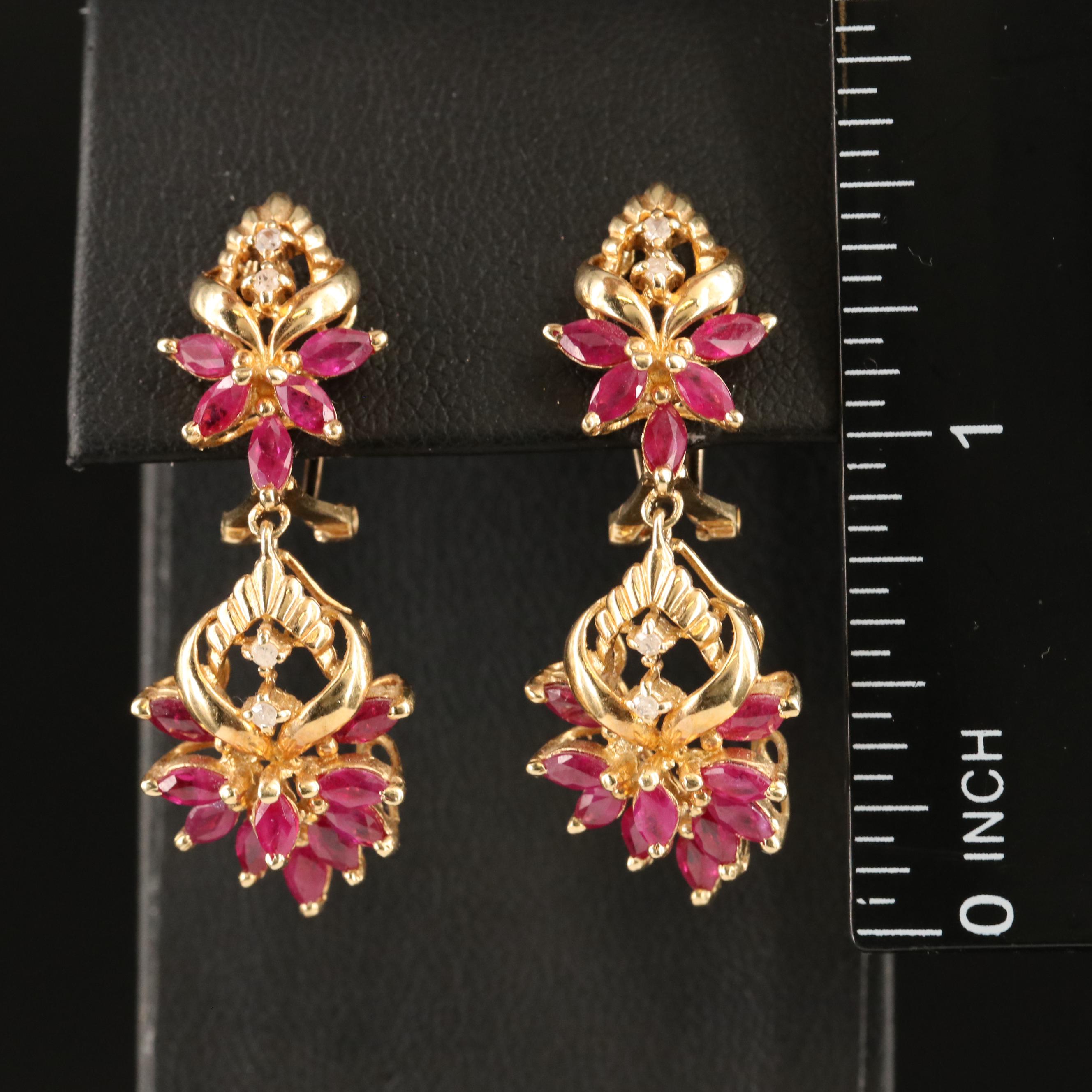 14K Ruby and Diamond Earrings