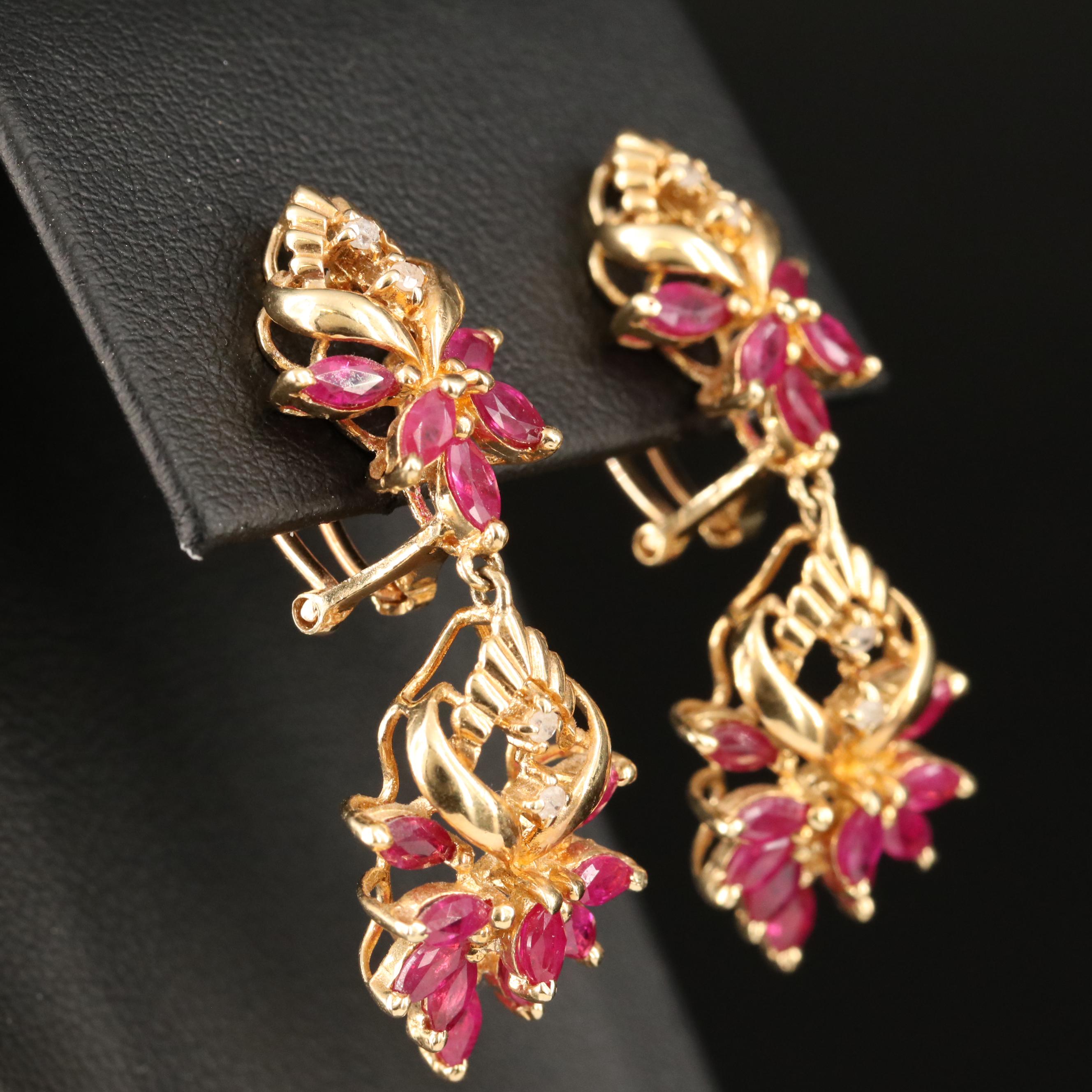 14K Ruby and Diamond Earrings