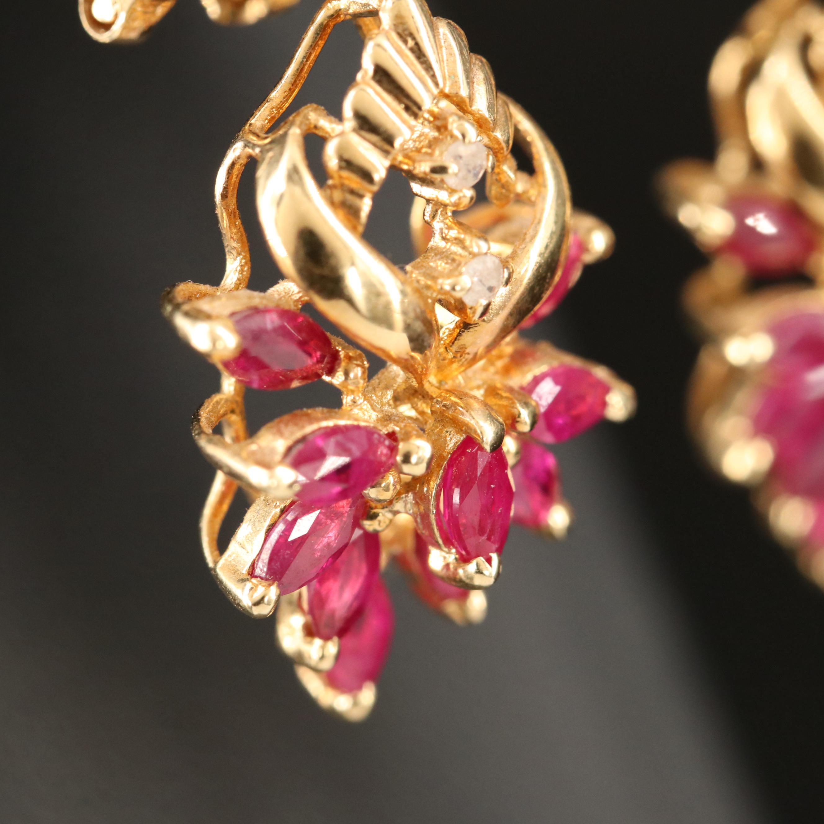 14K Ruby and Diamond Earrings