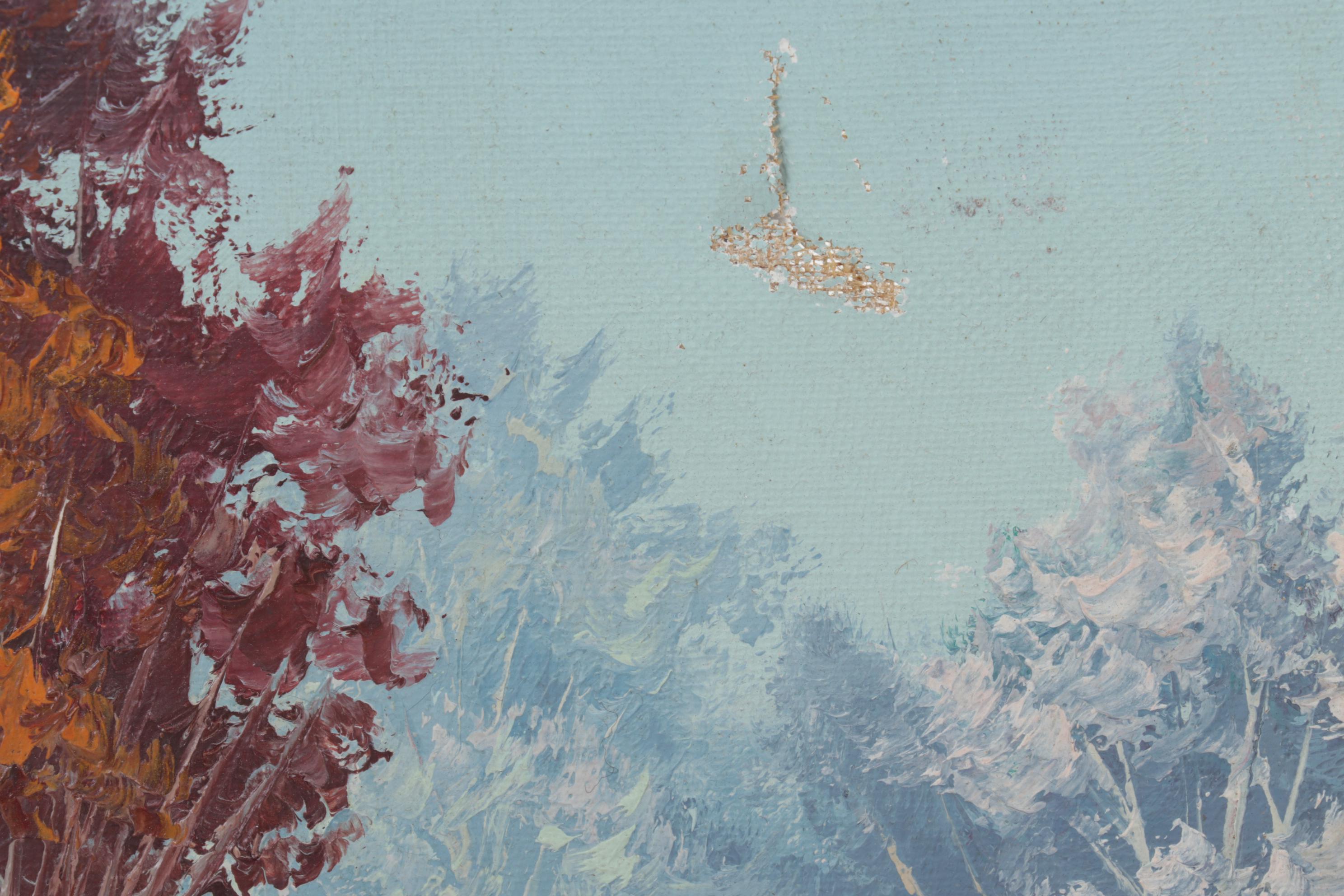 J. Firler Rural Lake Shore Oil Painting, Mid-20th Century