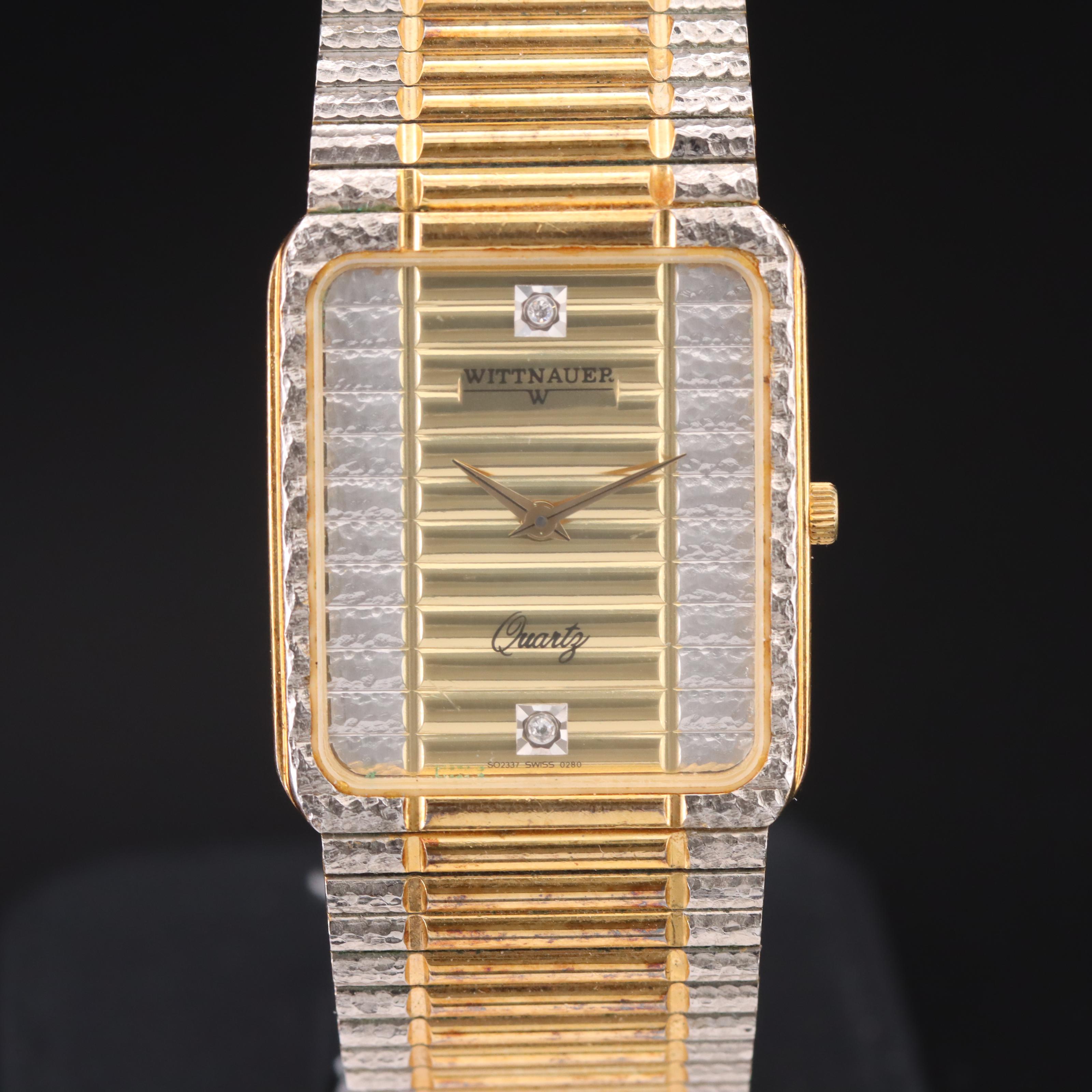 Vintage Wittnauer Two-Tone Quartz Watch with Diamond Accents