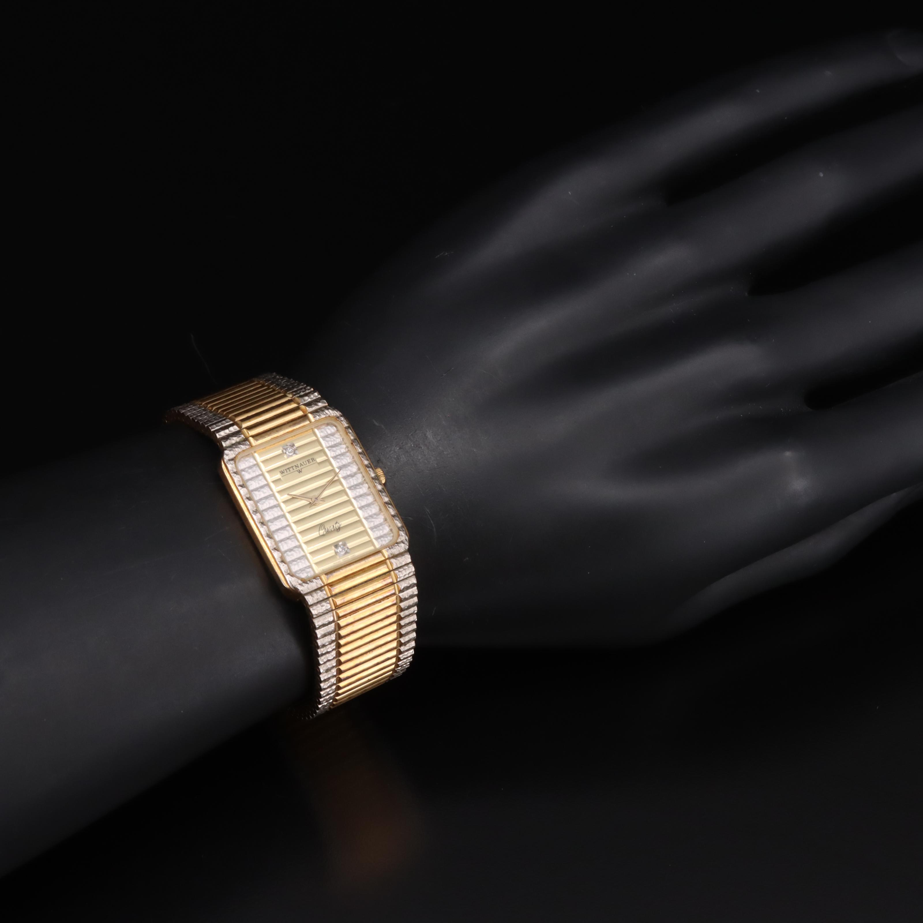 Vintage Wittnauer Two-Tone Quartz Watch with Diamond Accents