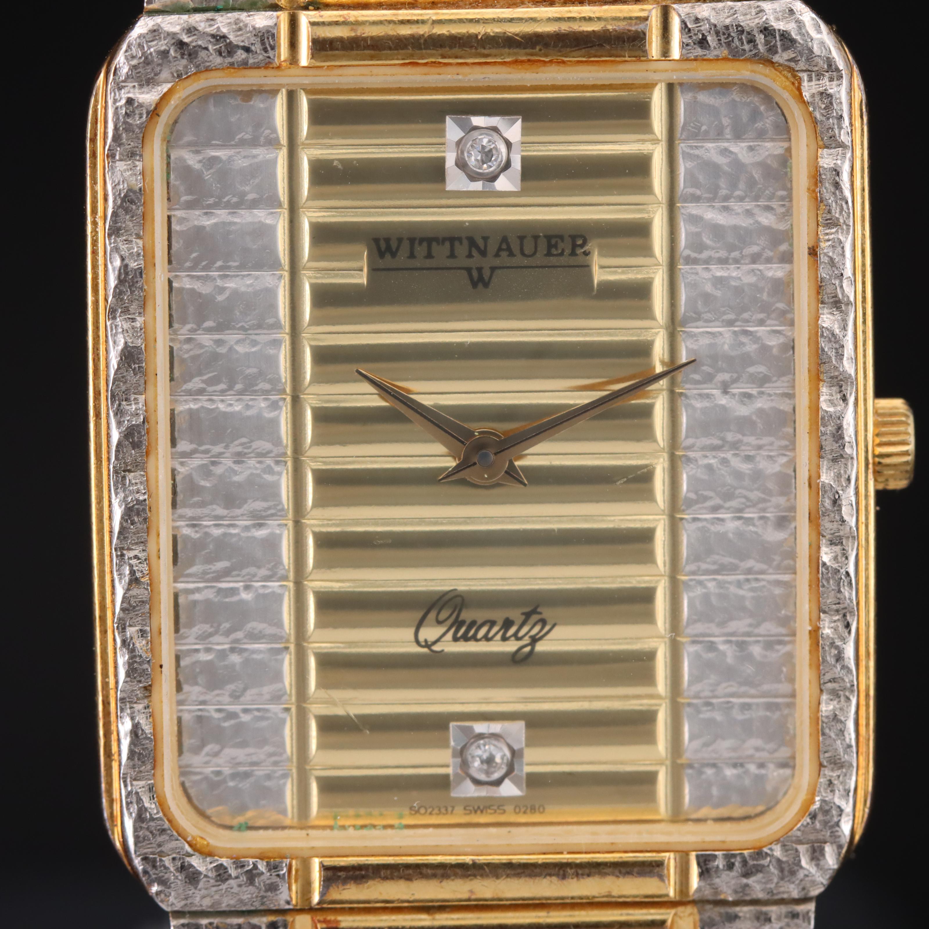 Vintage Wittnauer Two-Tone Quartz Watch with Diamond Accents