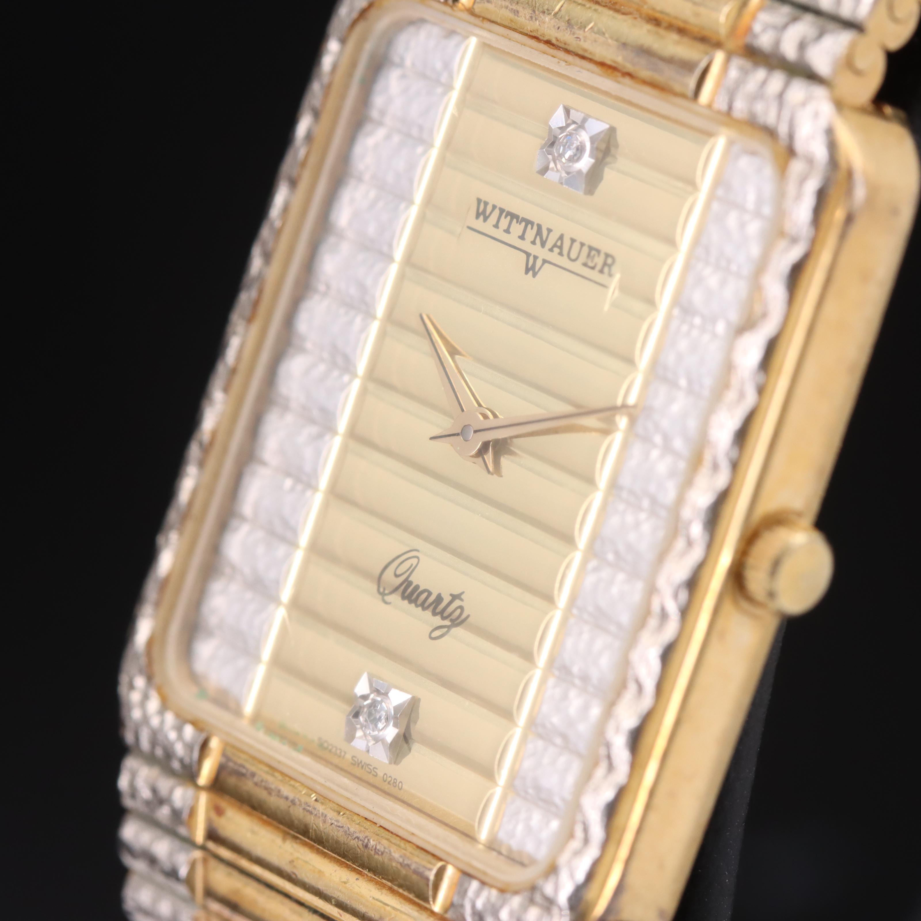 Vintage Wittnauer Two-Tone Quartz Watch with Diamond Accents
