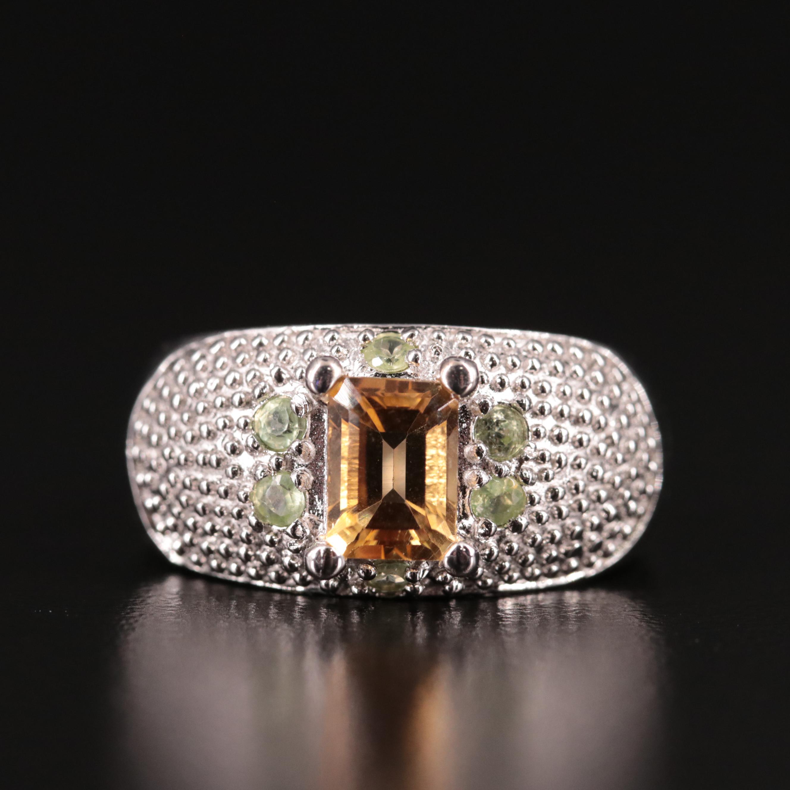 Sterling Citrine and Peridot Ring