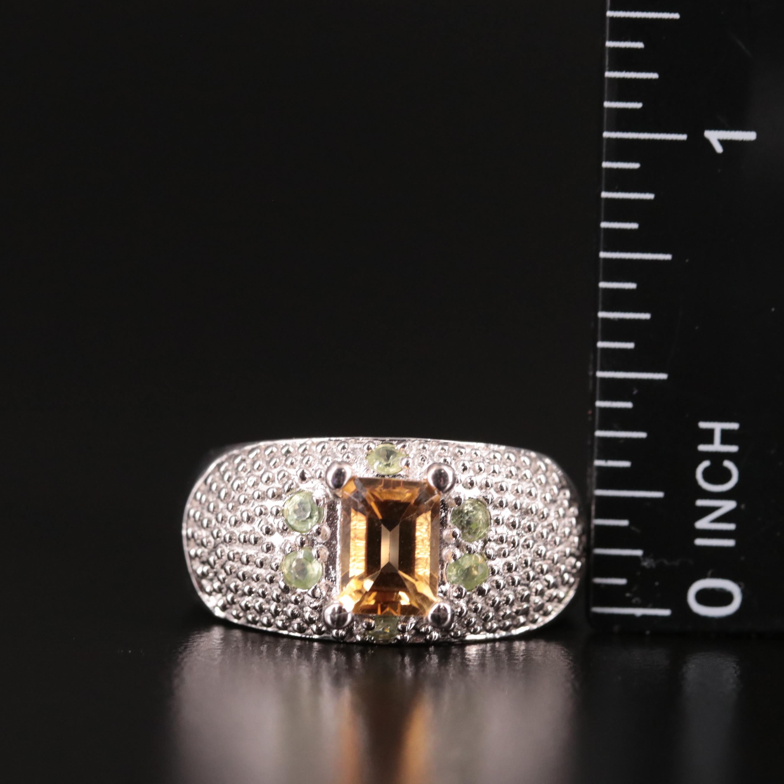 Sterling Citrine and Peridot Ring