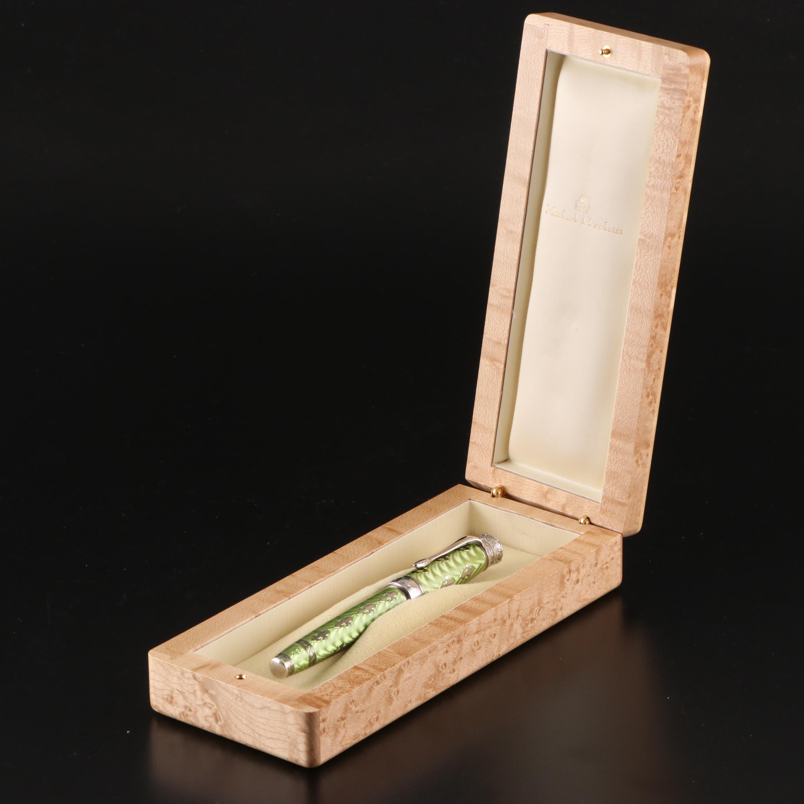 Michel Perchin Limited Edition Sterling Silver and Guilloché Enamel Fountain Pen