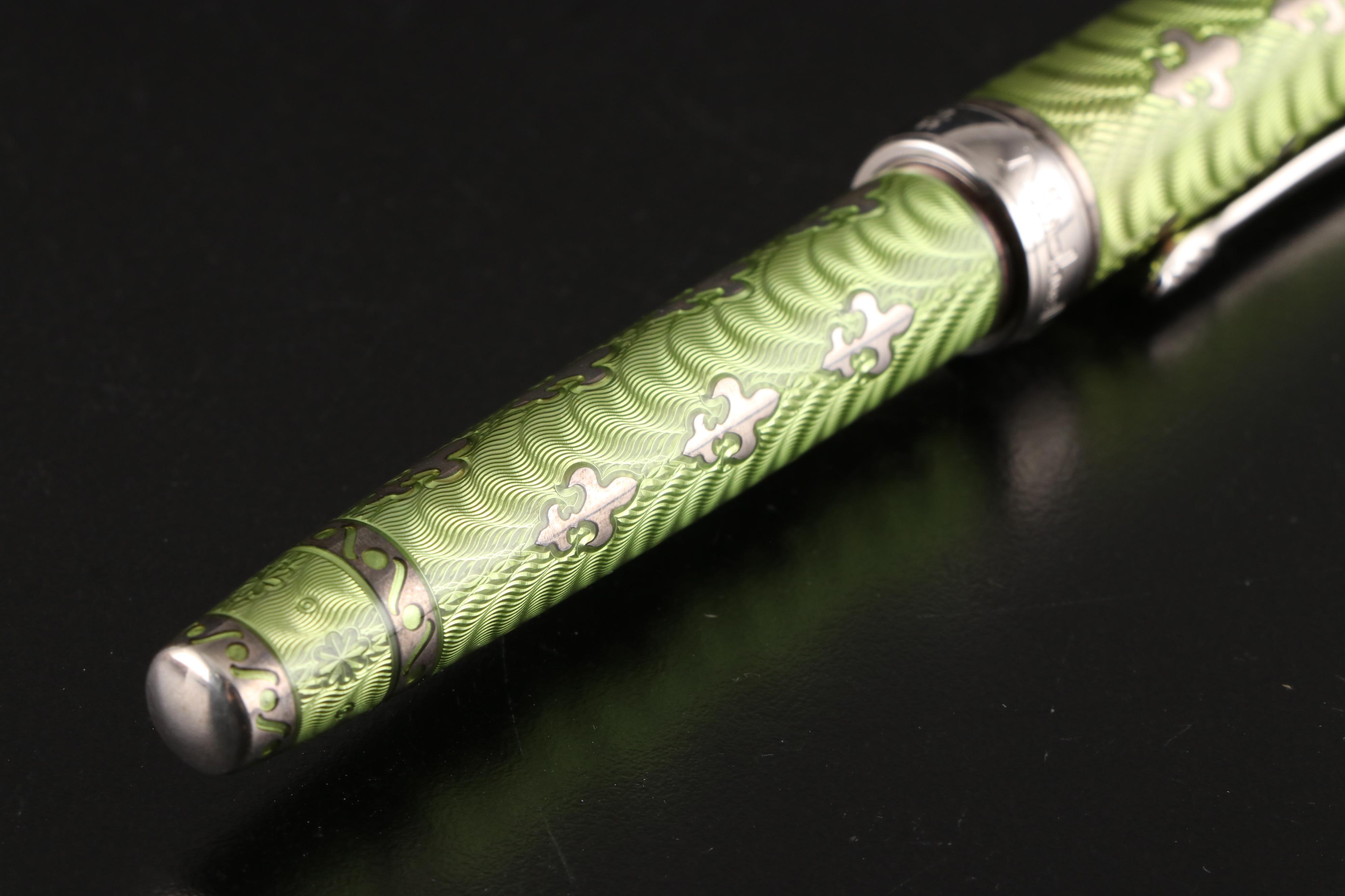 Michel Perchin Limited Edition Sterling Silver and Guilloché Enamel Fountain Pen