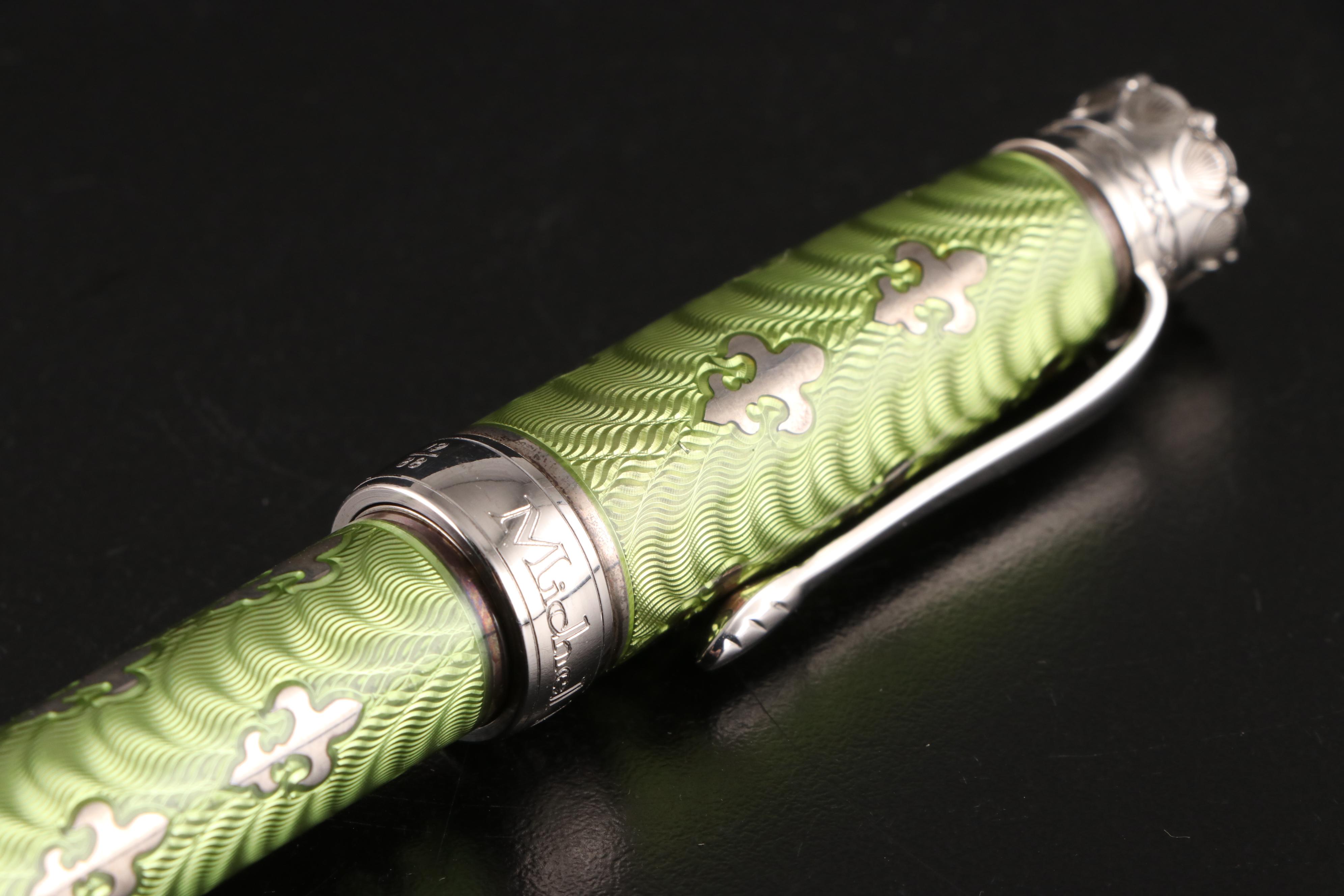 Michel Perchin Limited Edition Sterling Silver and Guilloché Enamel Fountain Pen