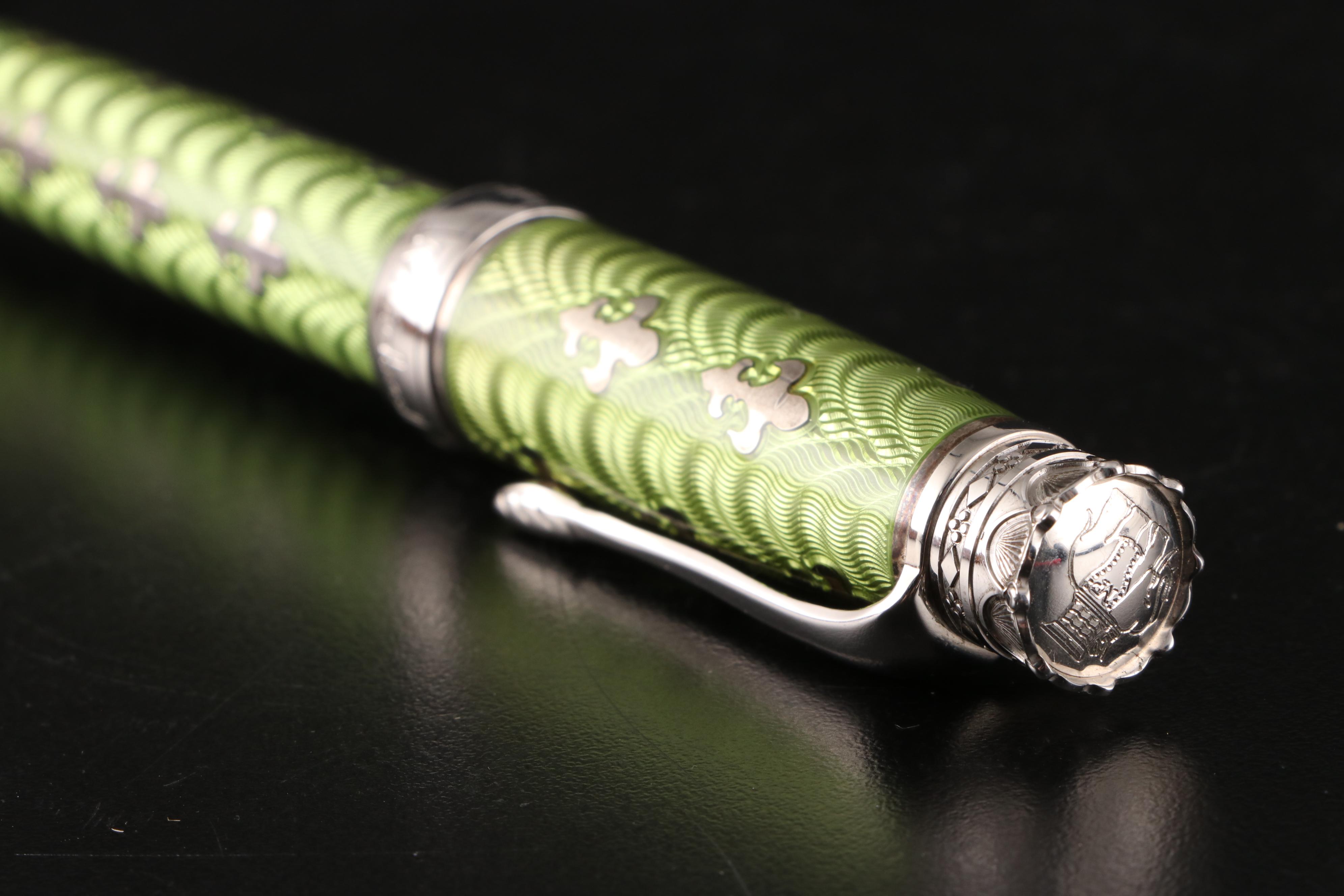 Michel Perchin Limited Edition Sterling Silver and Guilloché Enamel Fountain Pen