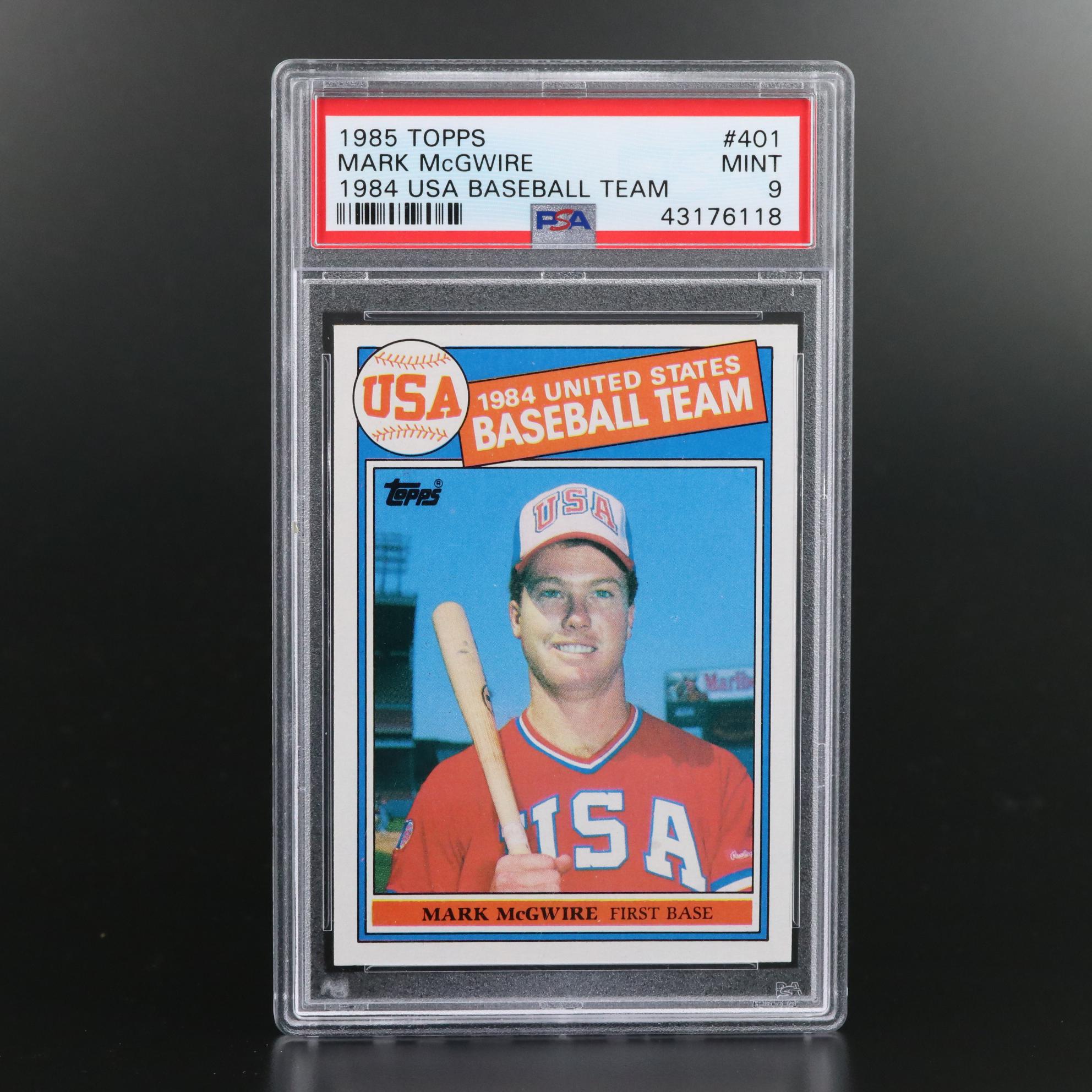 1985 Topps Mark McGwire 1984 USA Baseball Team #401 PSA Graded Mint 9 Card