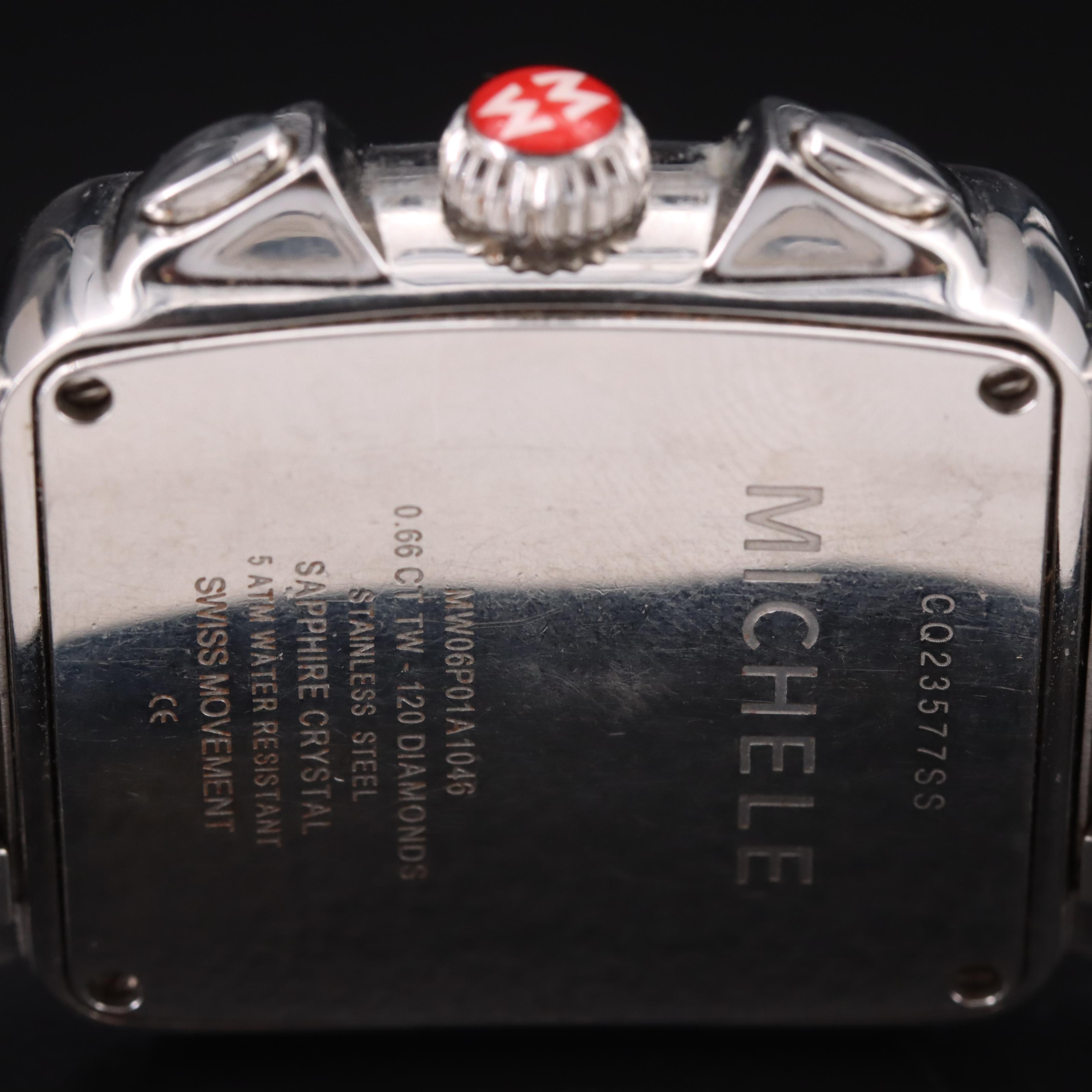 Stainless Steel Michele Deco Mother-of-Pearl Diamond Chronograph Watch