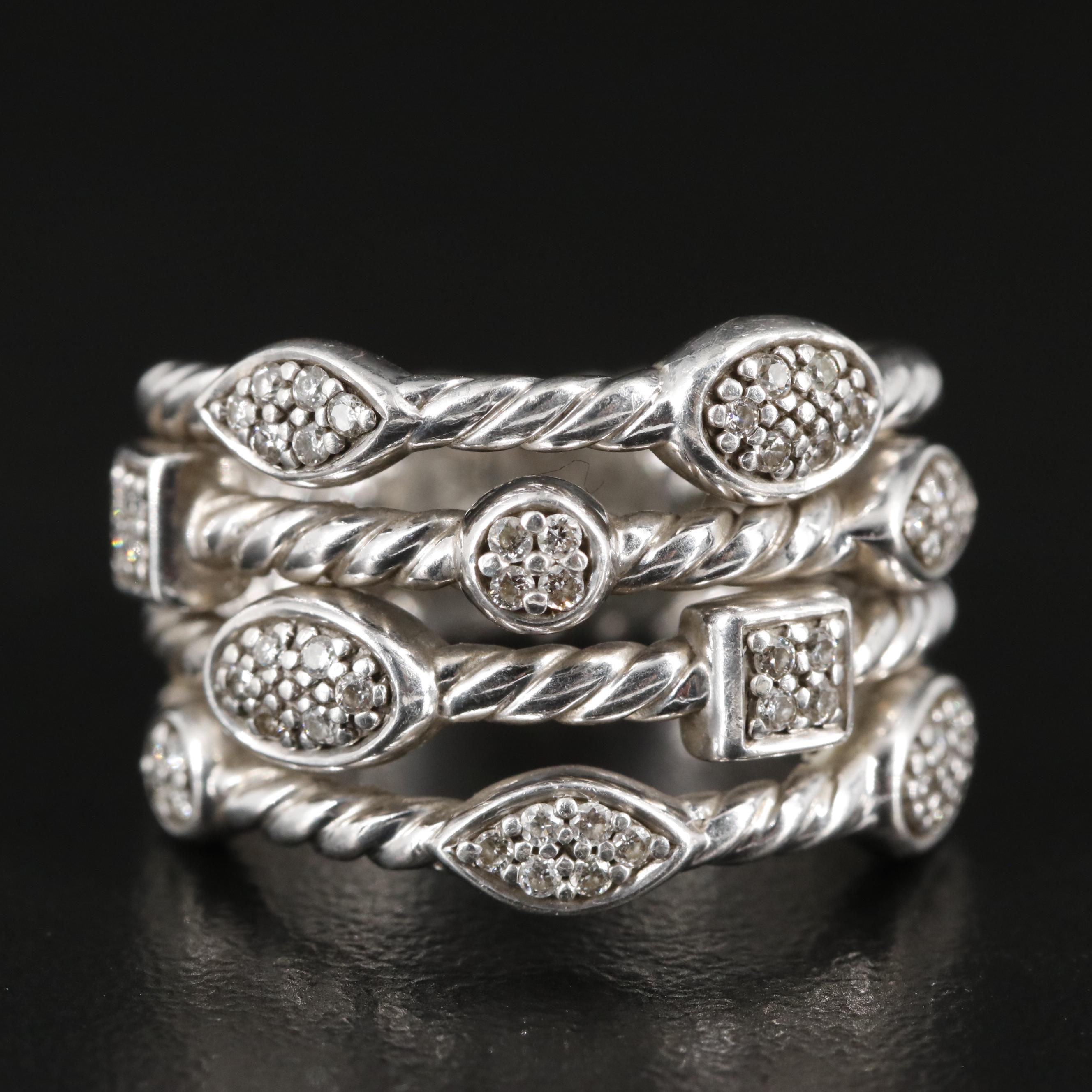 David Yurman Confetti Sterling and Diamond Ring