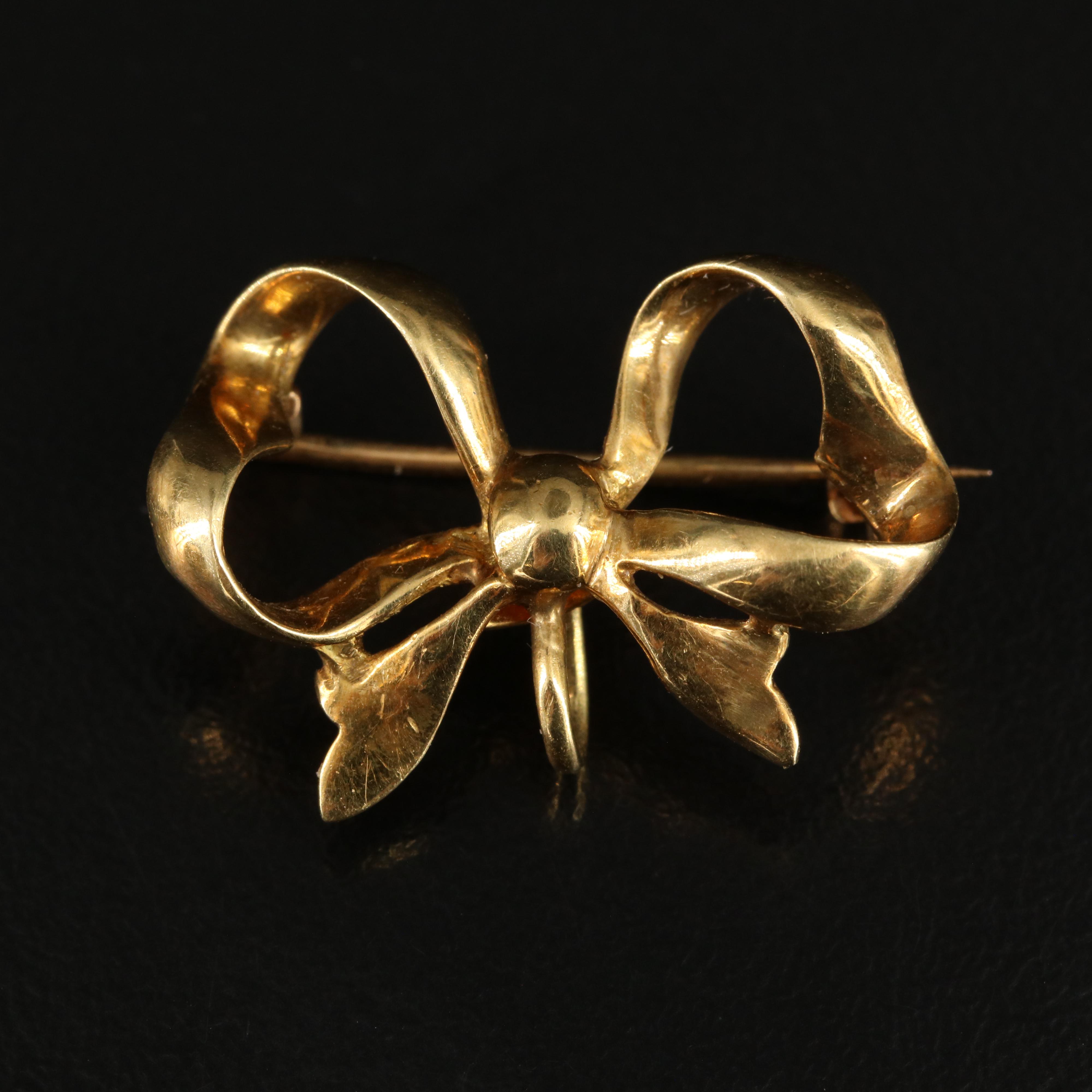 Tiffany & Co. 18K Bow Watch Pin, 19K and 10K Rose Gold Heart and Bow Pins