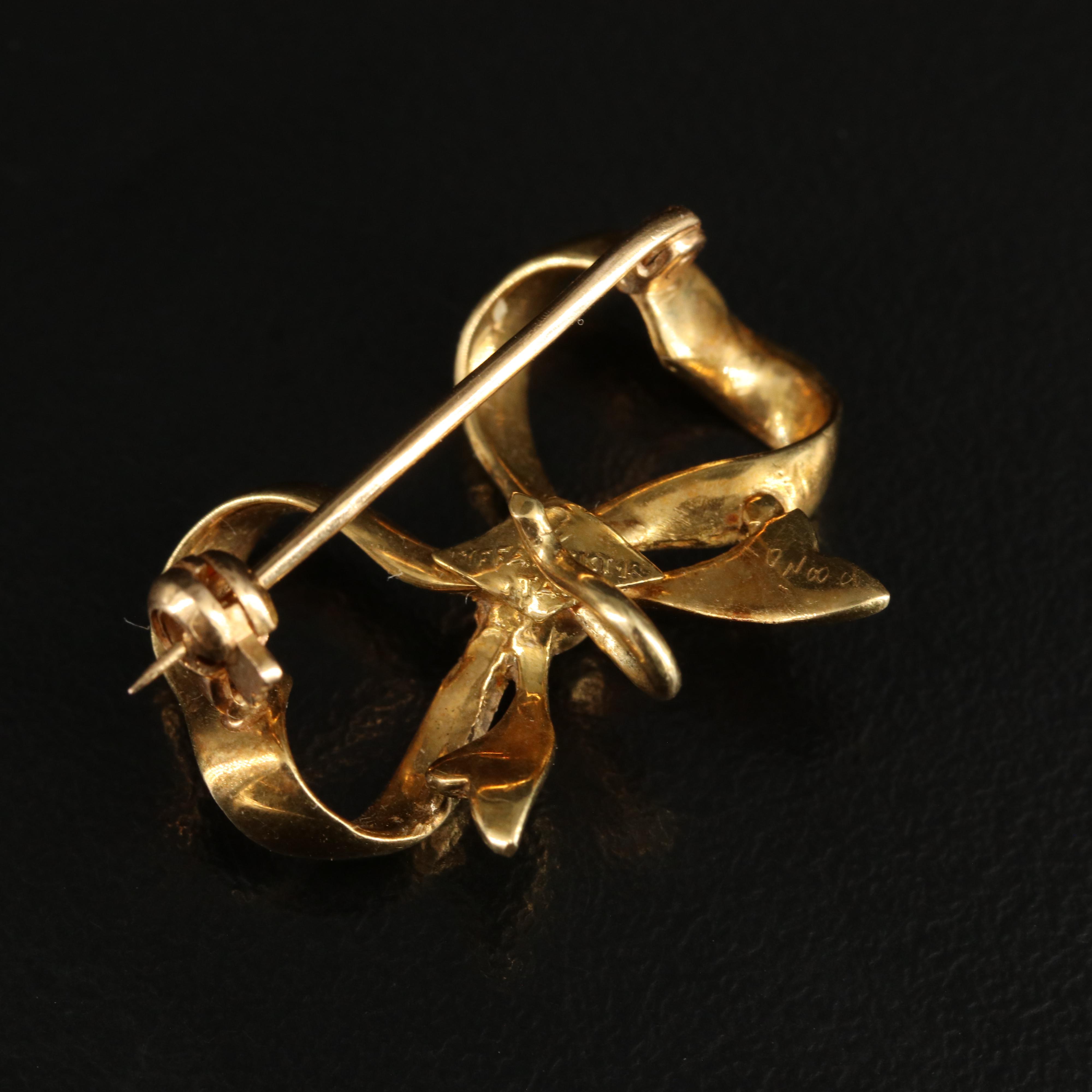 Tiffany & Co. 18K Bow Watch Pin, 19K and 10K Rose Gold Heart and Bow Pins