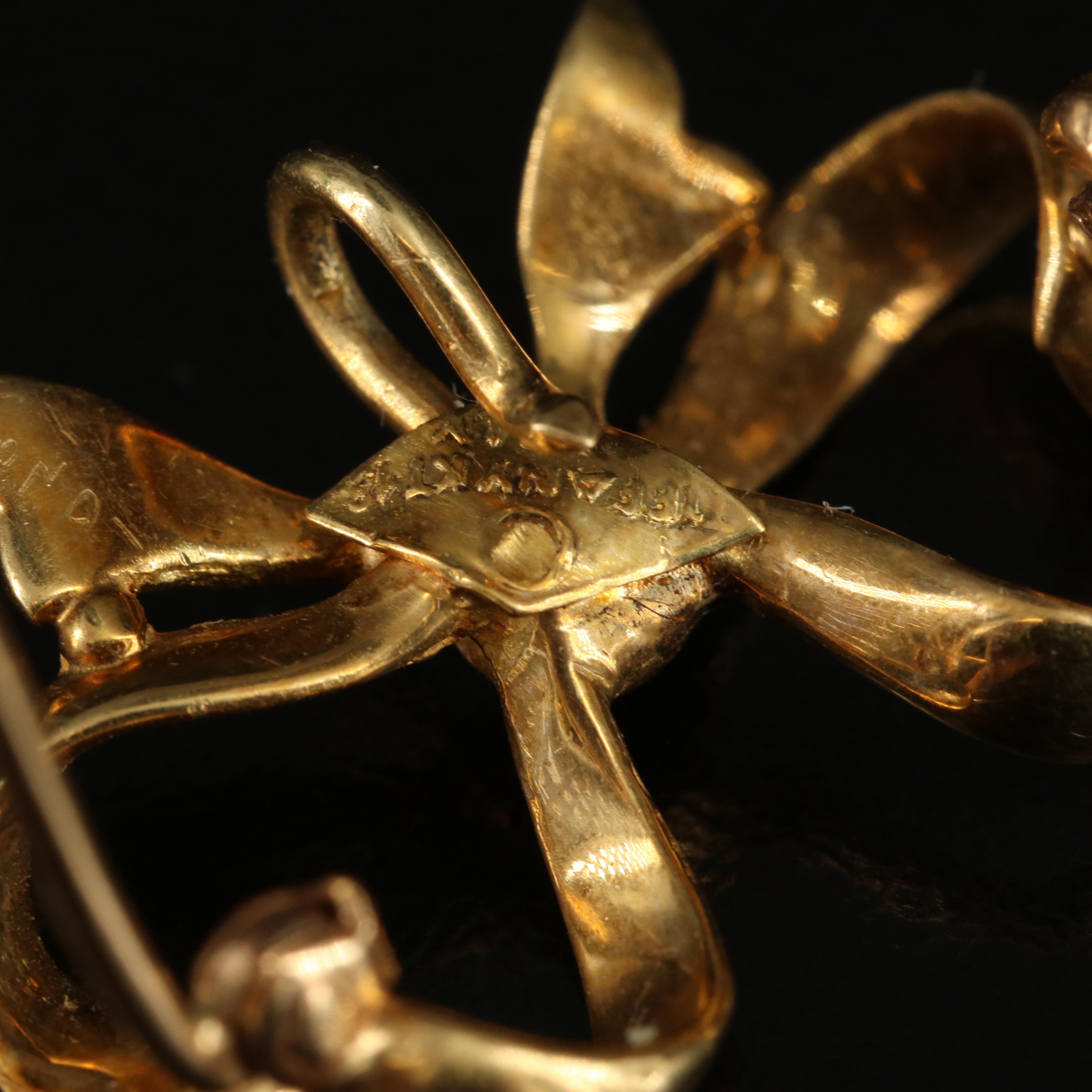 Tiffany & Co. 18K Bow Watch Pin, 19K and 10K Rose Gold Heart and Bow Pins