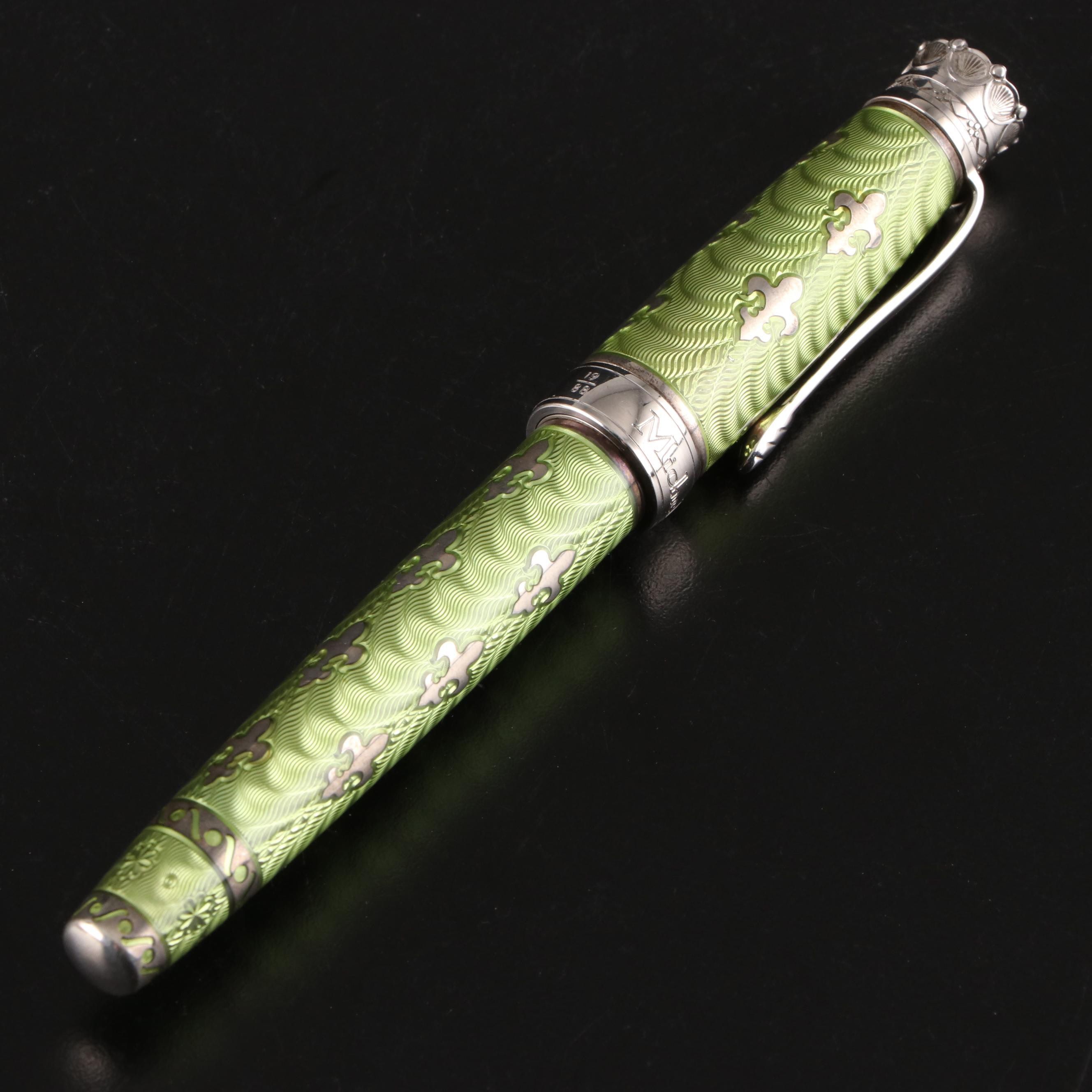 Michel Perchin Limited Edition Sterling Silver and Guilloché Enamel Fountain Pen